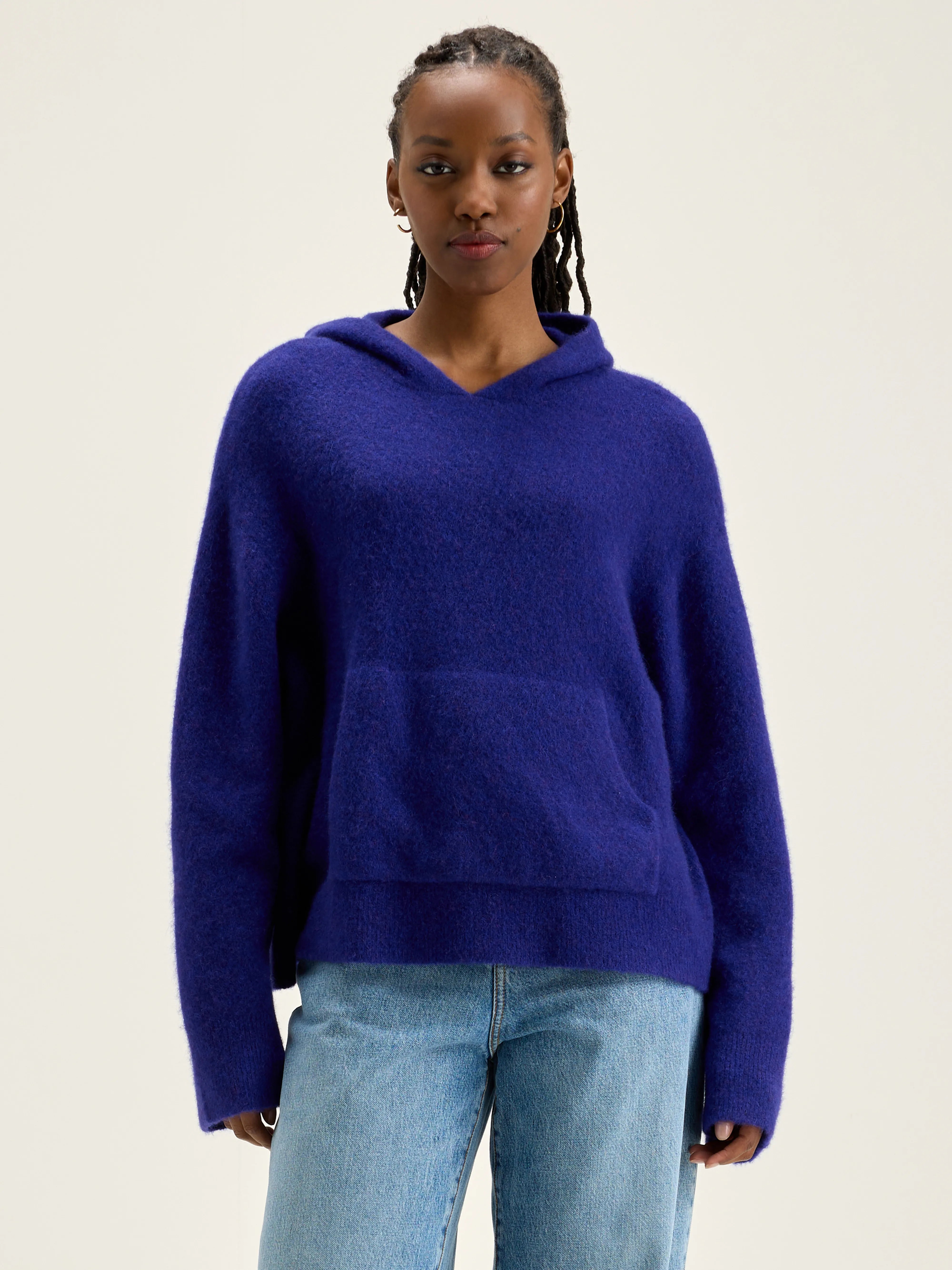 Knitted blue hoodie for women Bellerose