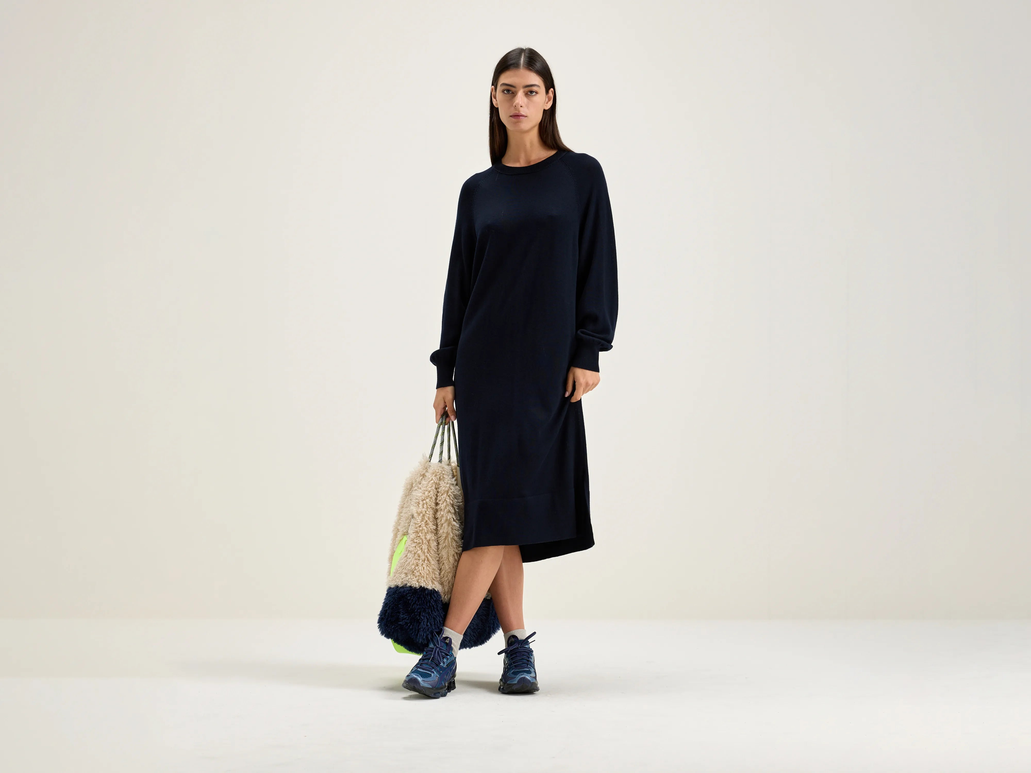 Sinc midi jurk (242 / W / NAVY)