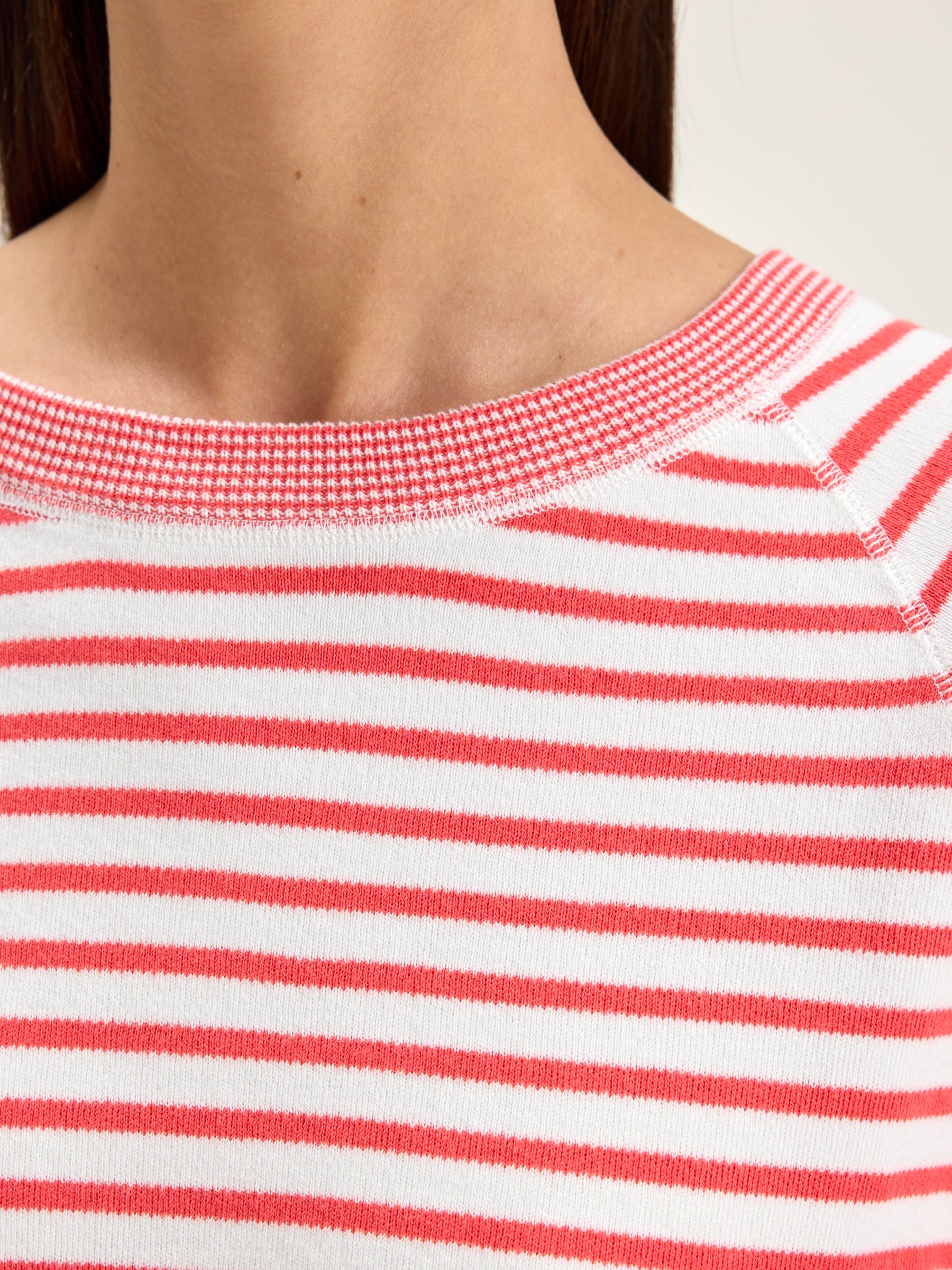 Anglet Crew-neck Sweater - Corail / Vintage white For Women | Bellerose