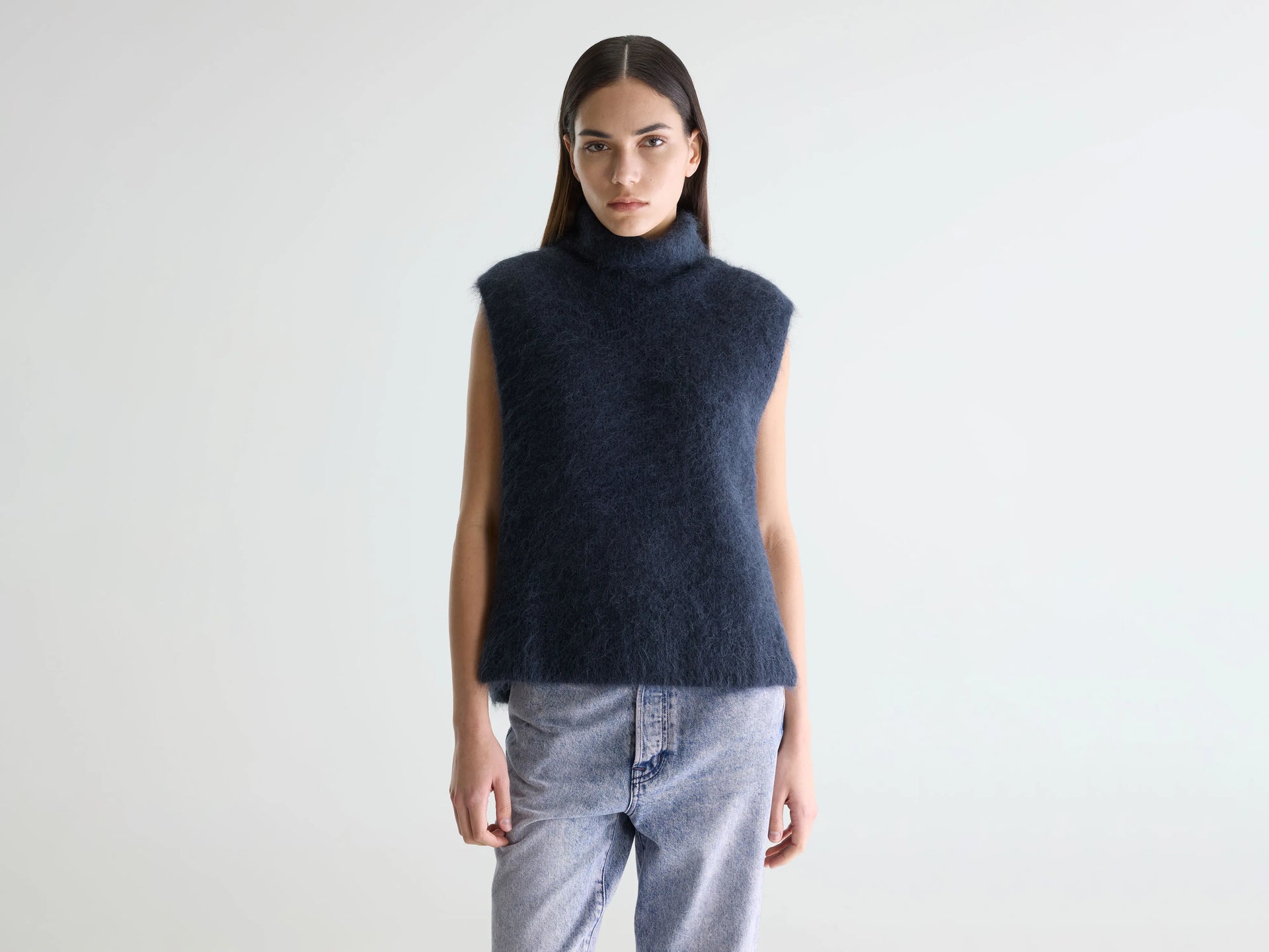 Navy blue sleeveless sweater for women | Bellerose