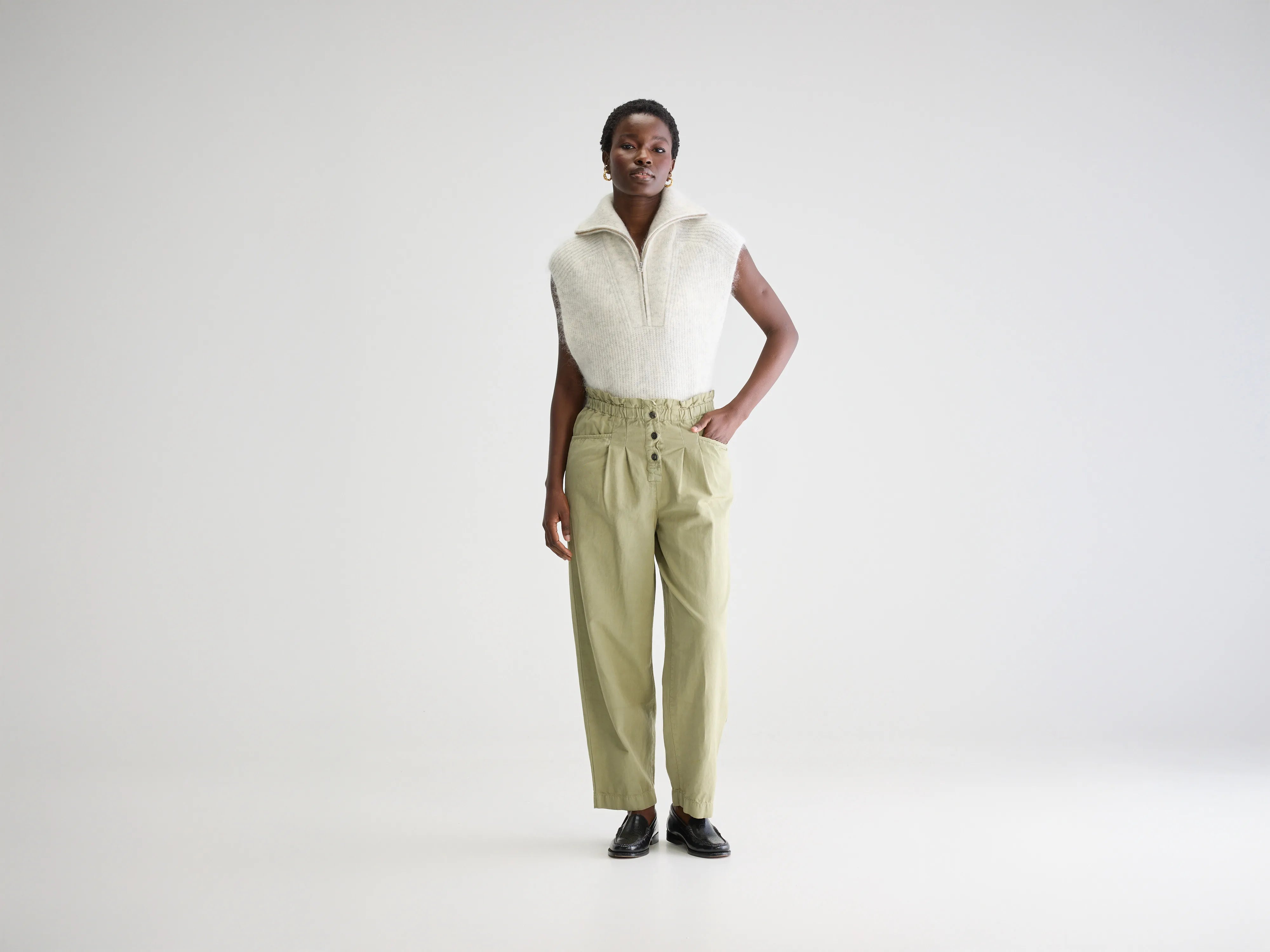 Lilow paperbag broek (251 / W / SAUGE)