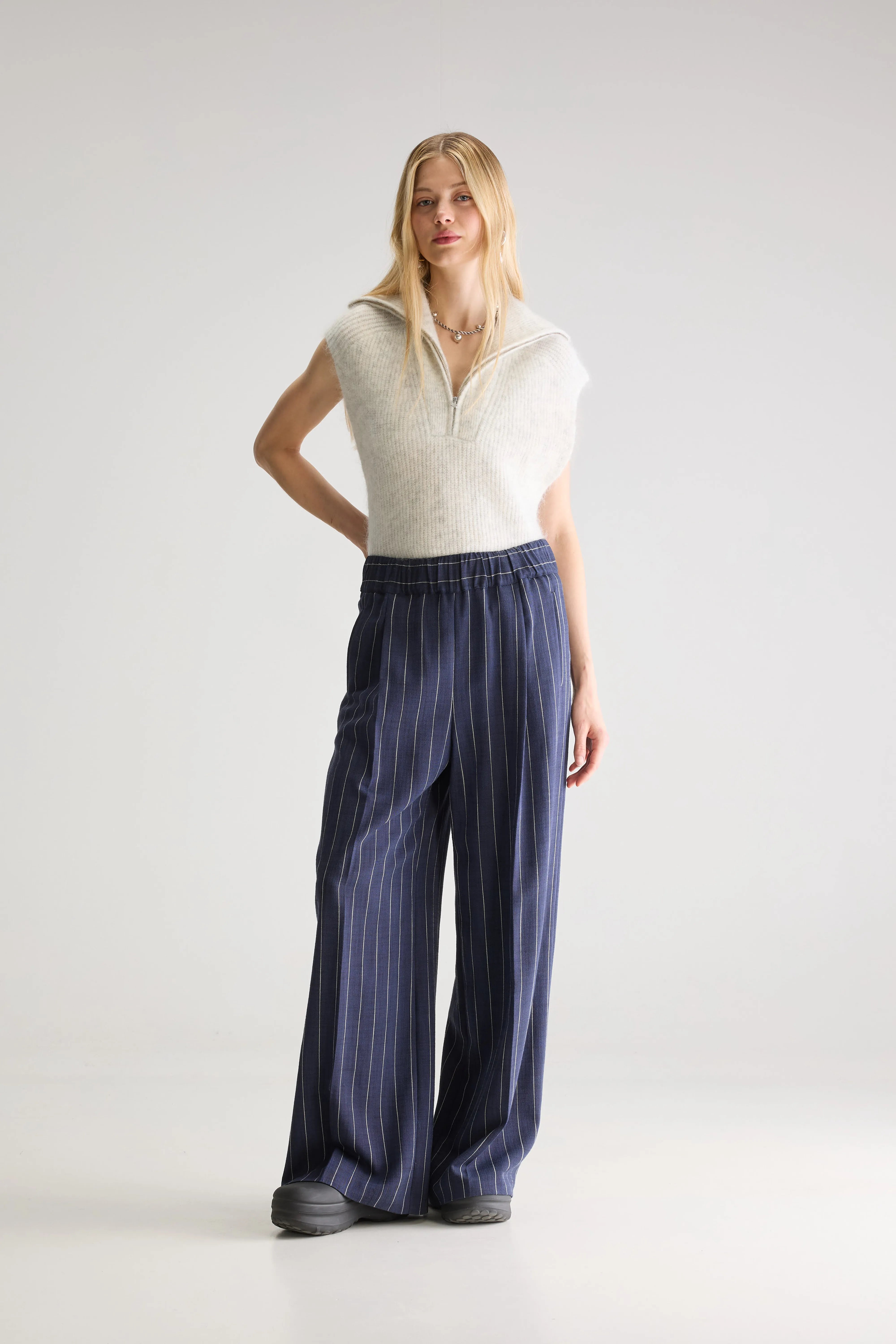 Vespa Wide Trousers - Navy For Women | Bellerose