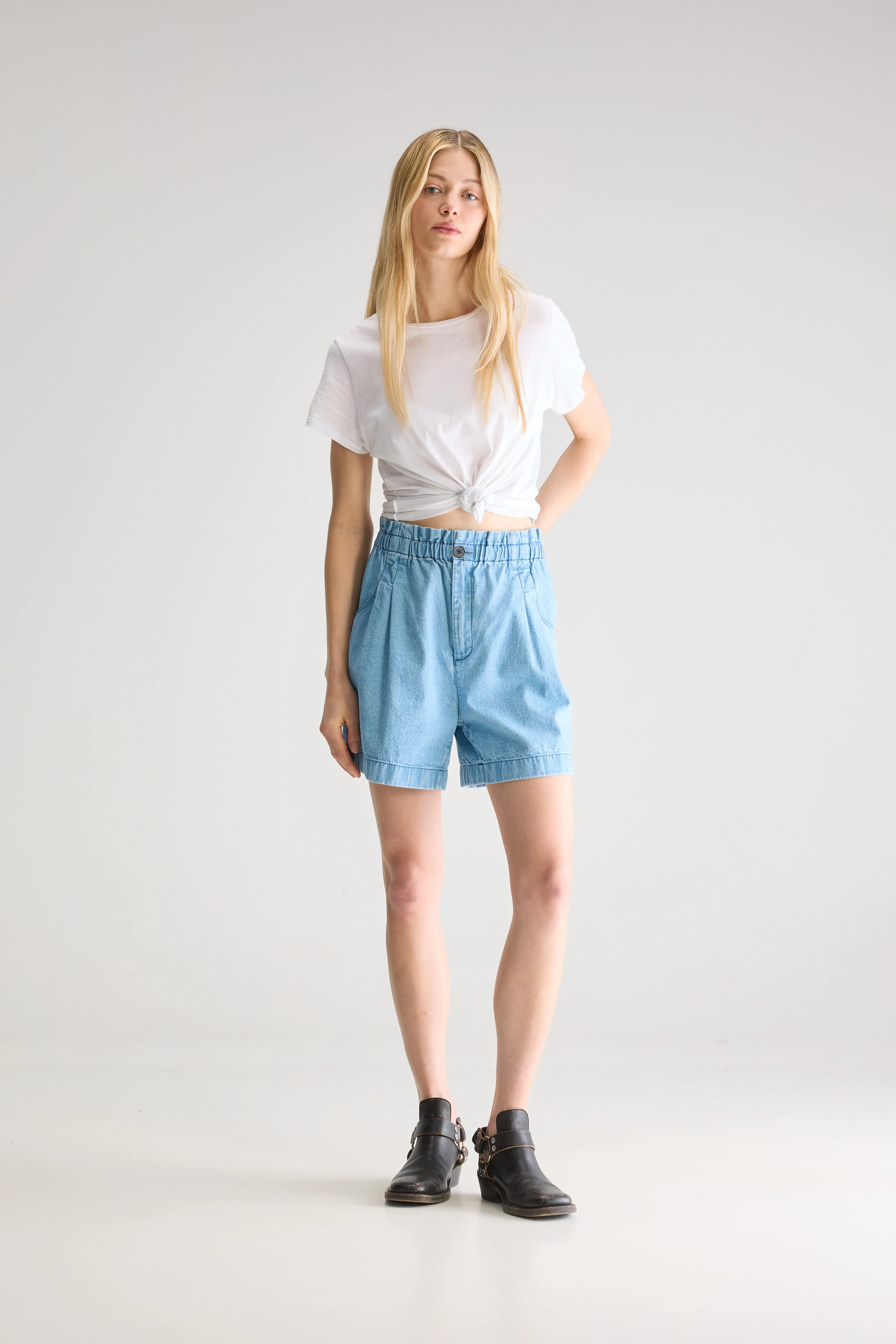 Willa Relaxed Shorts - Lt blue bleach For Women | Bellerose