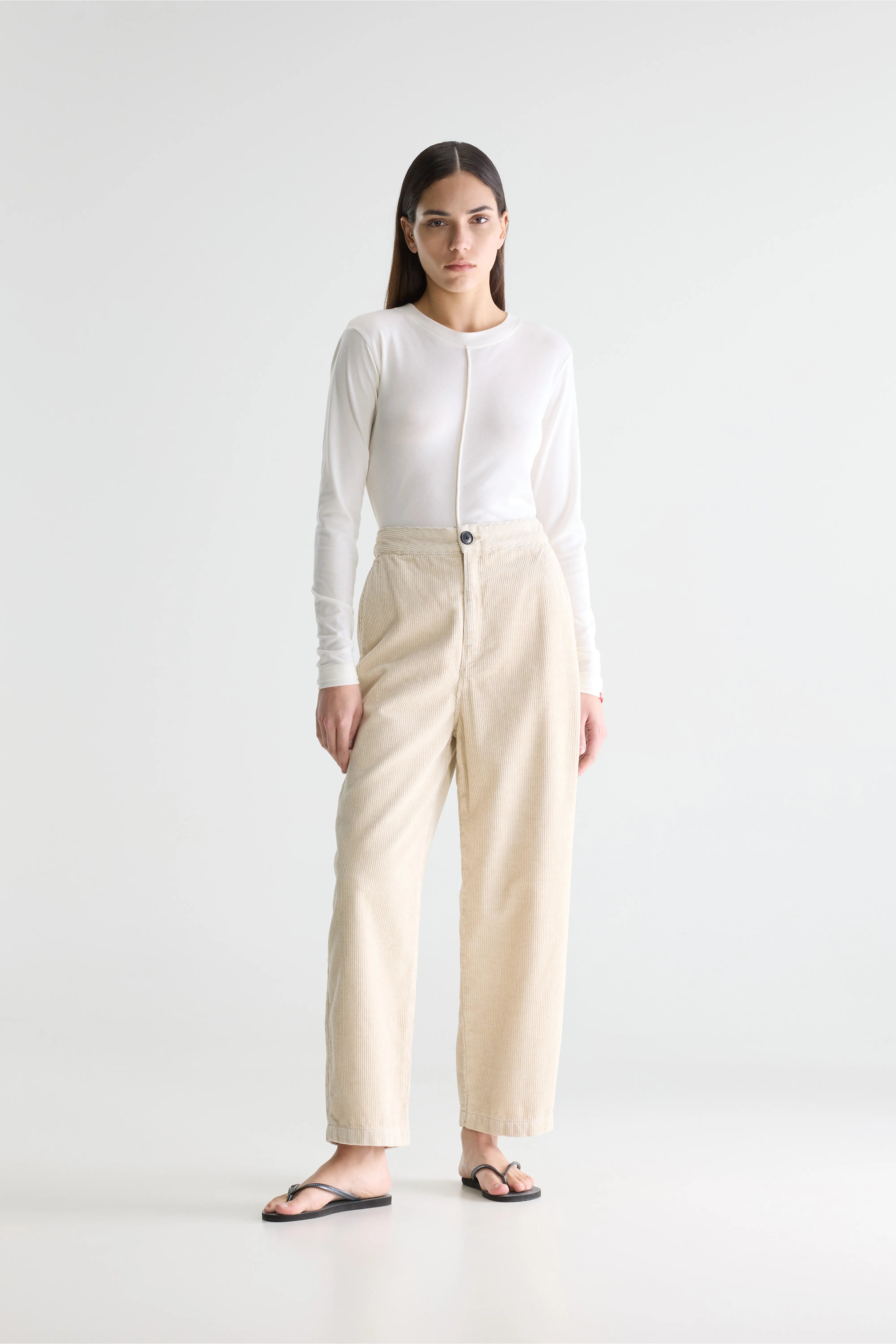 Pasop Relaxed Ecru Trousers - Calcaire For Women | Bellerose
