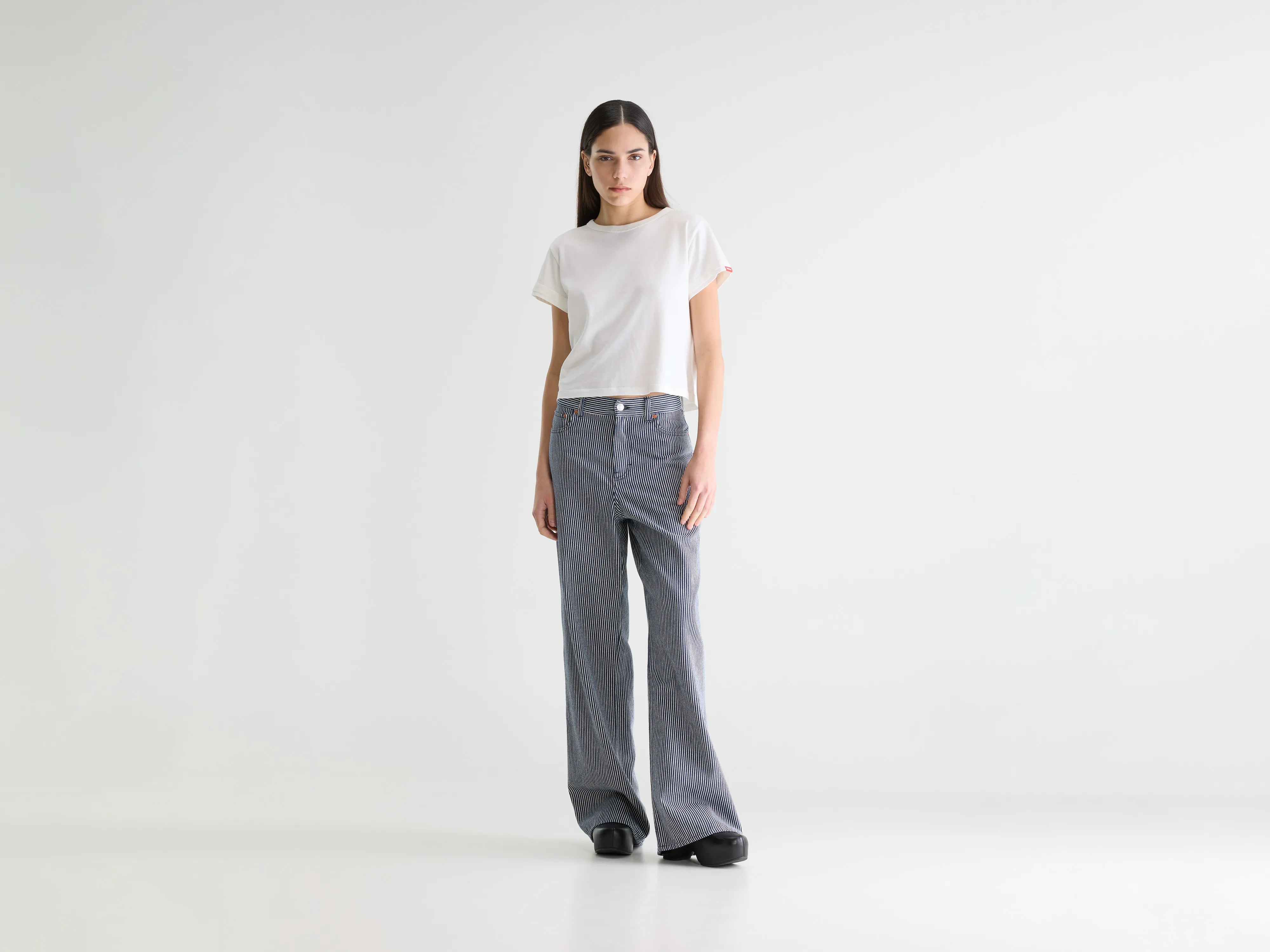 Jean large rayé - Denim N. 64 (252 / W / LT STONE WASH)