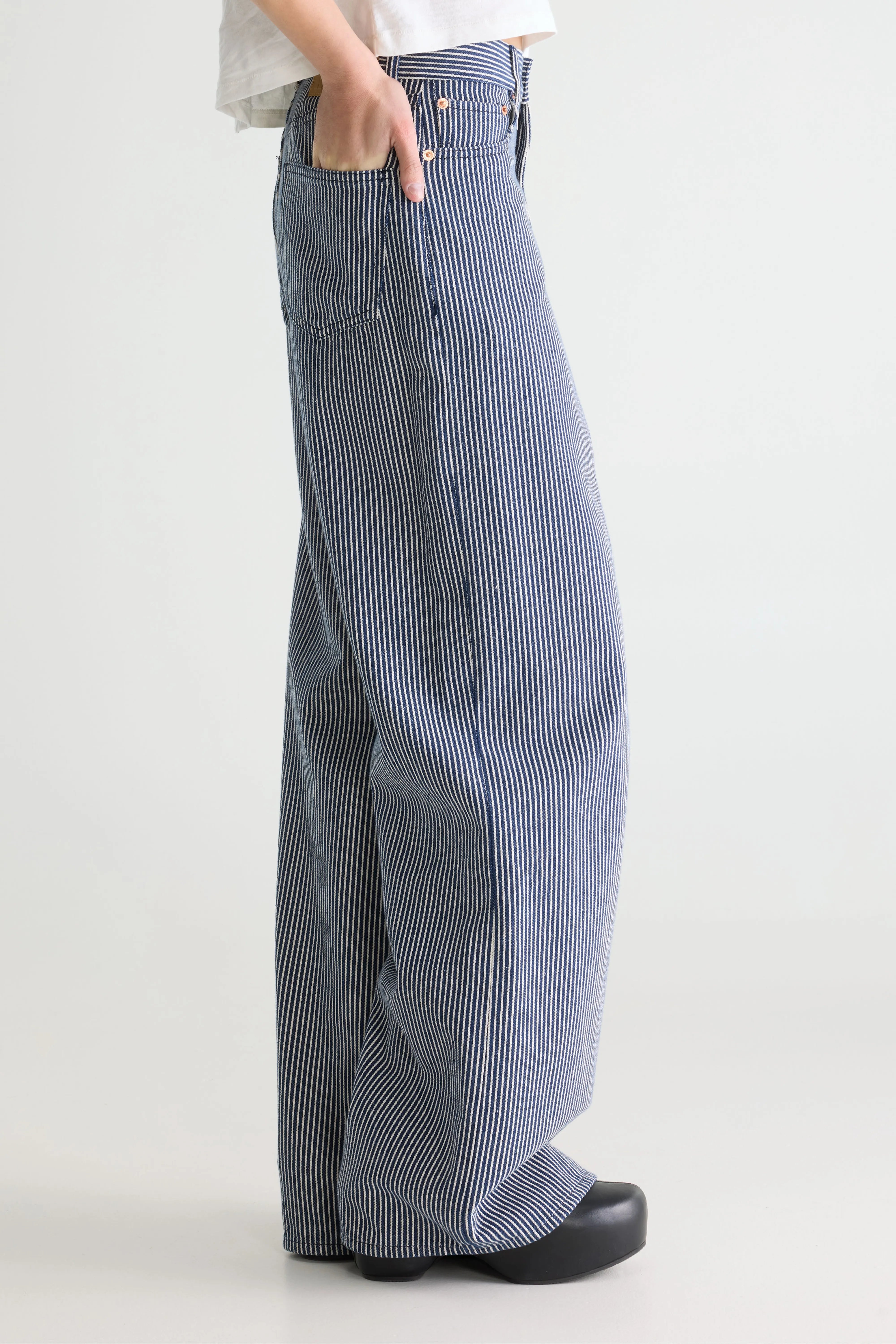 Jean large rayé - Denim N. 64 (252 / W / LT STONE WASH)