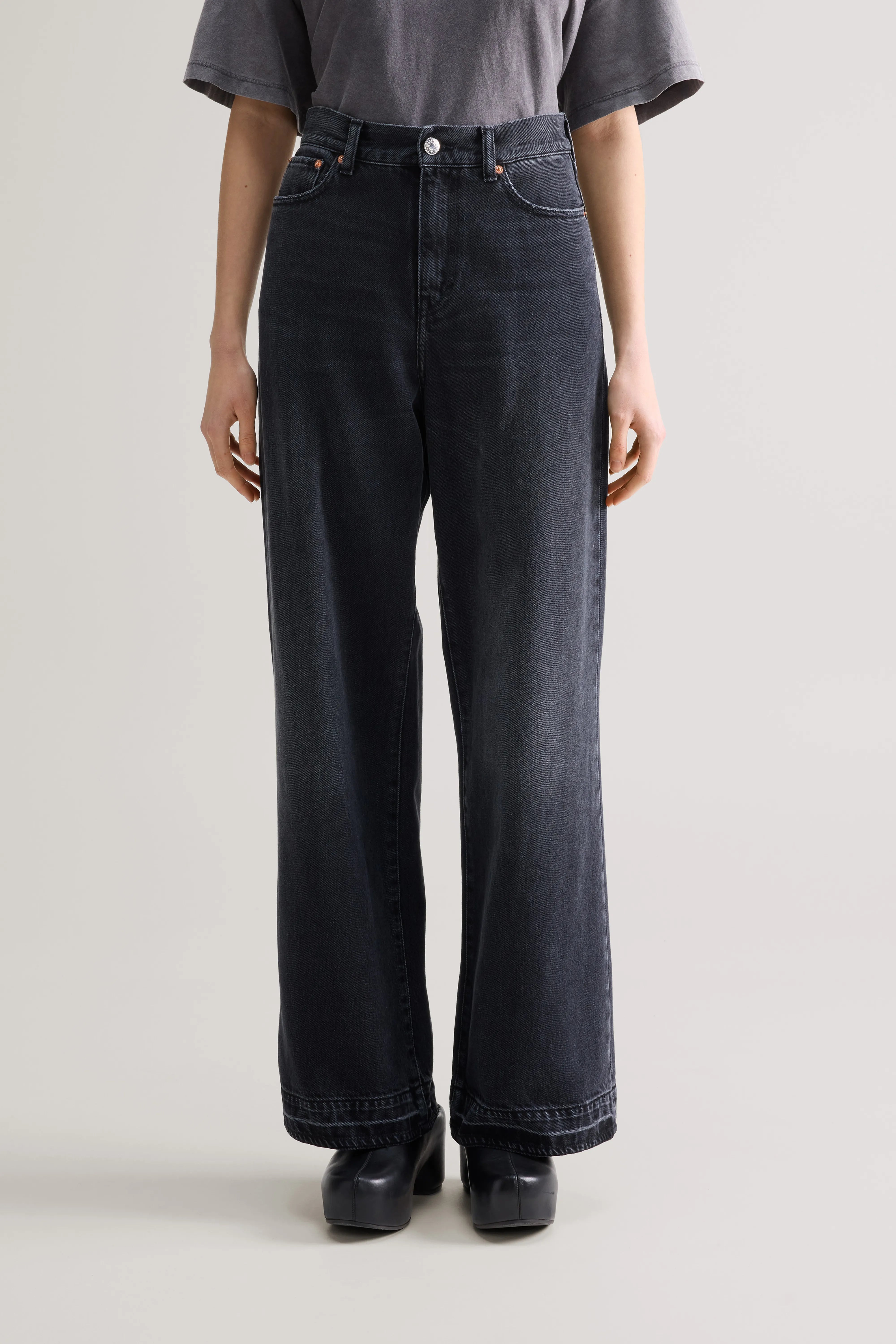 Denim N. 64 Wijde Jeans - Used black Voor Dames | Bellerose