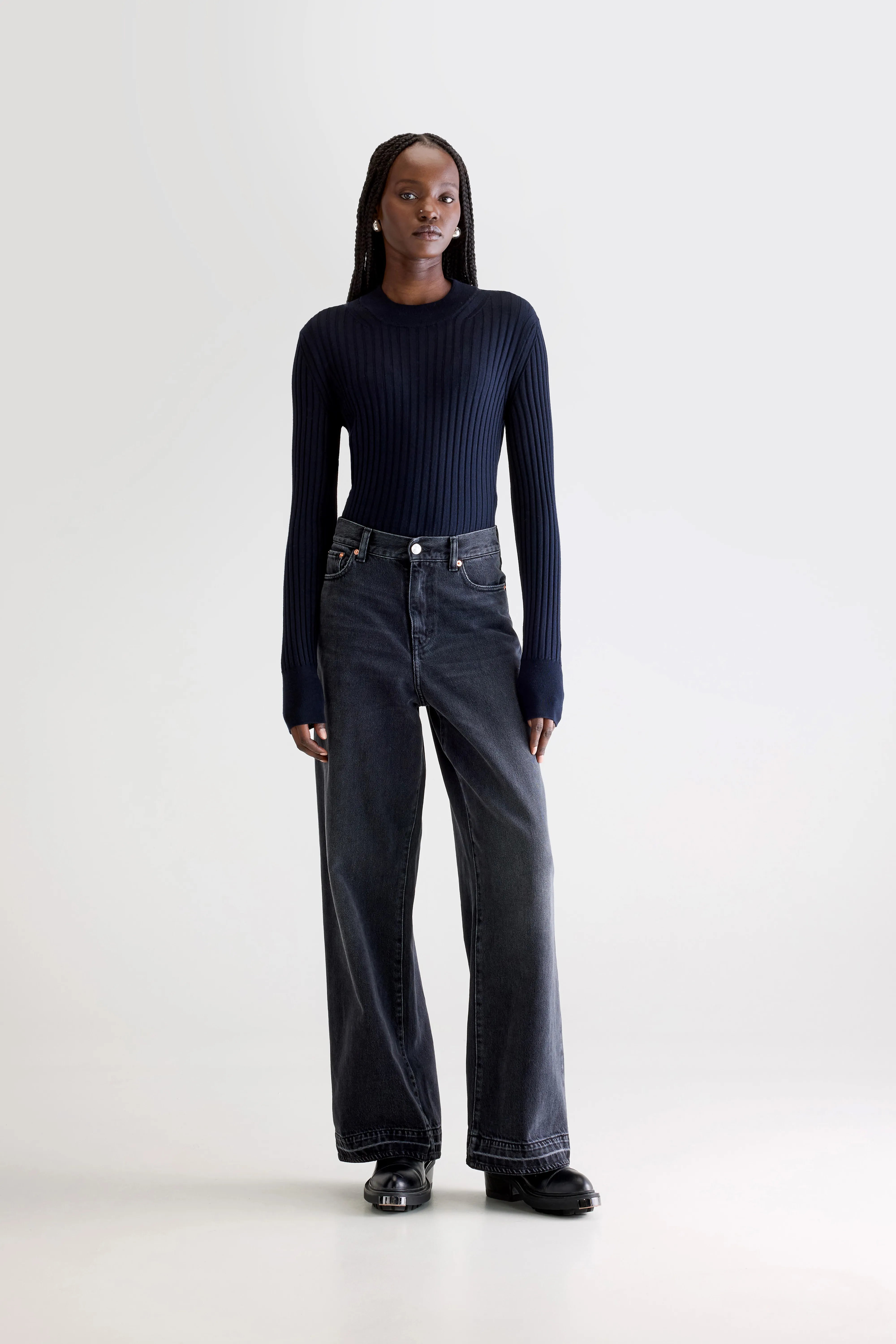 Denim N. 64 wijde jeans (252 / W / USED BLACK)