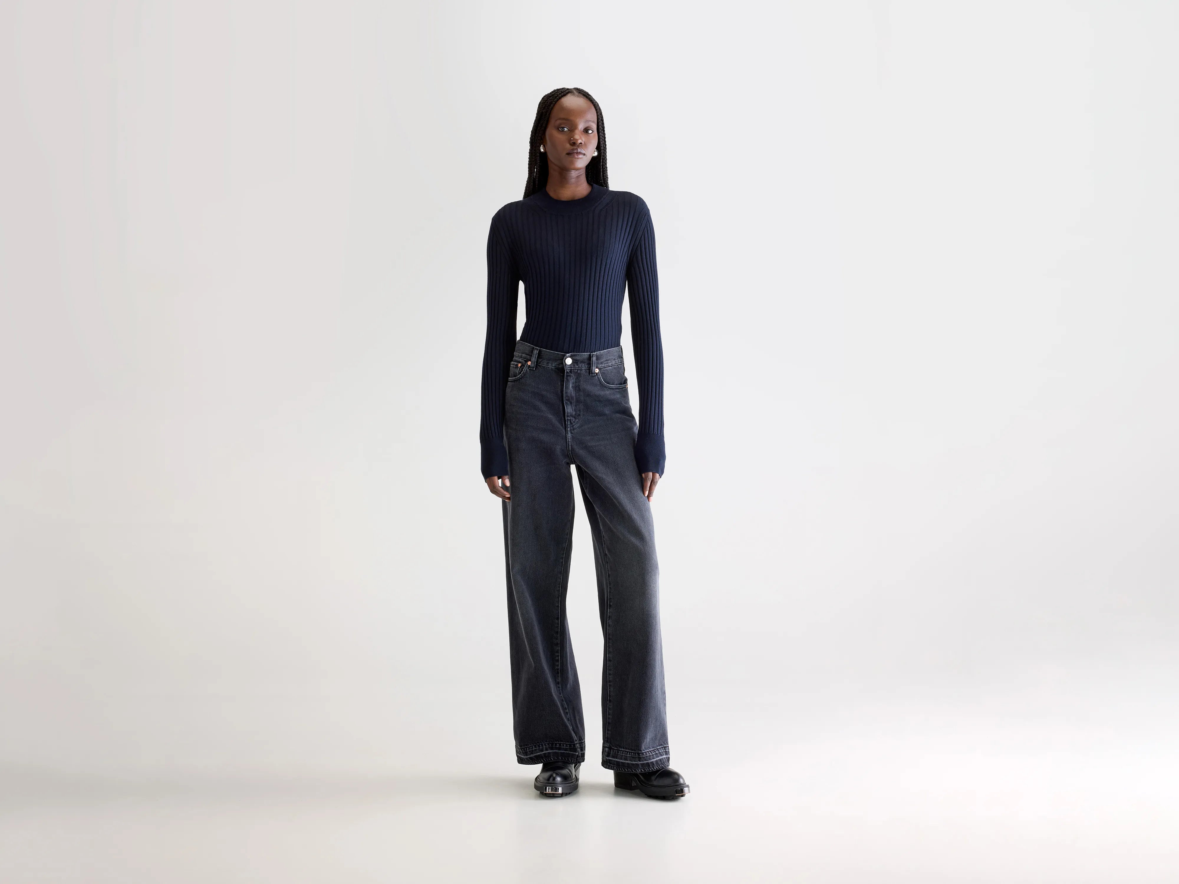Denim N. 64 wijde jeans (252 / W / USED BLACK)