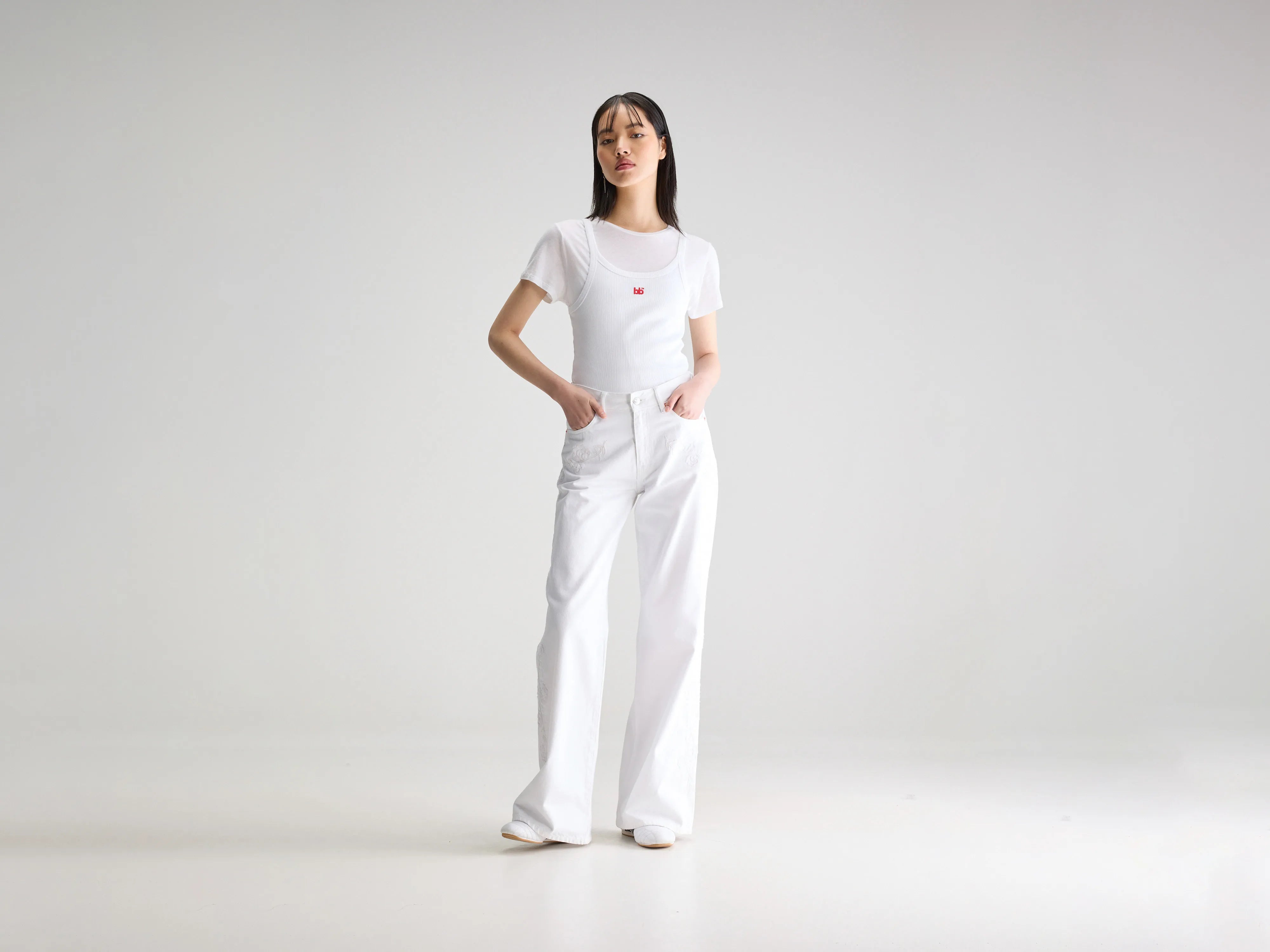 Denim N. 97 geborduurde jeans (251 / W / WHITE)
