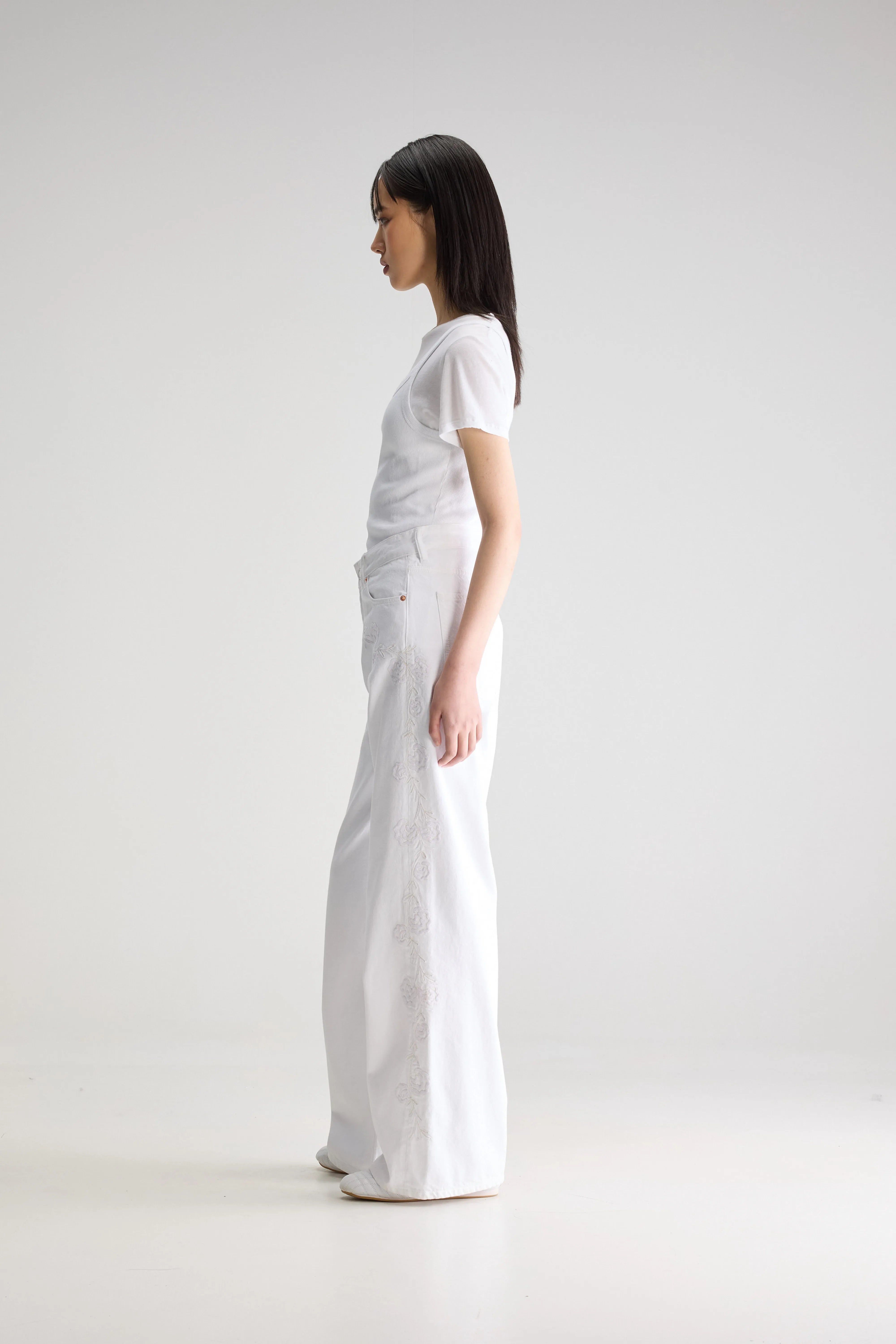 Denim N. 97 geborduurde jeans (251 / W / WHITE)
