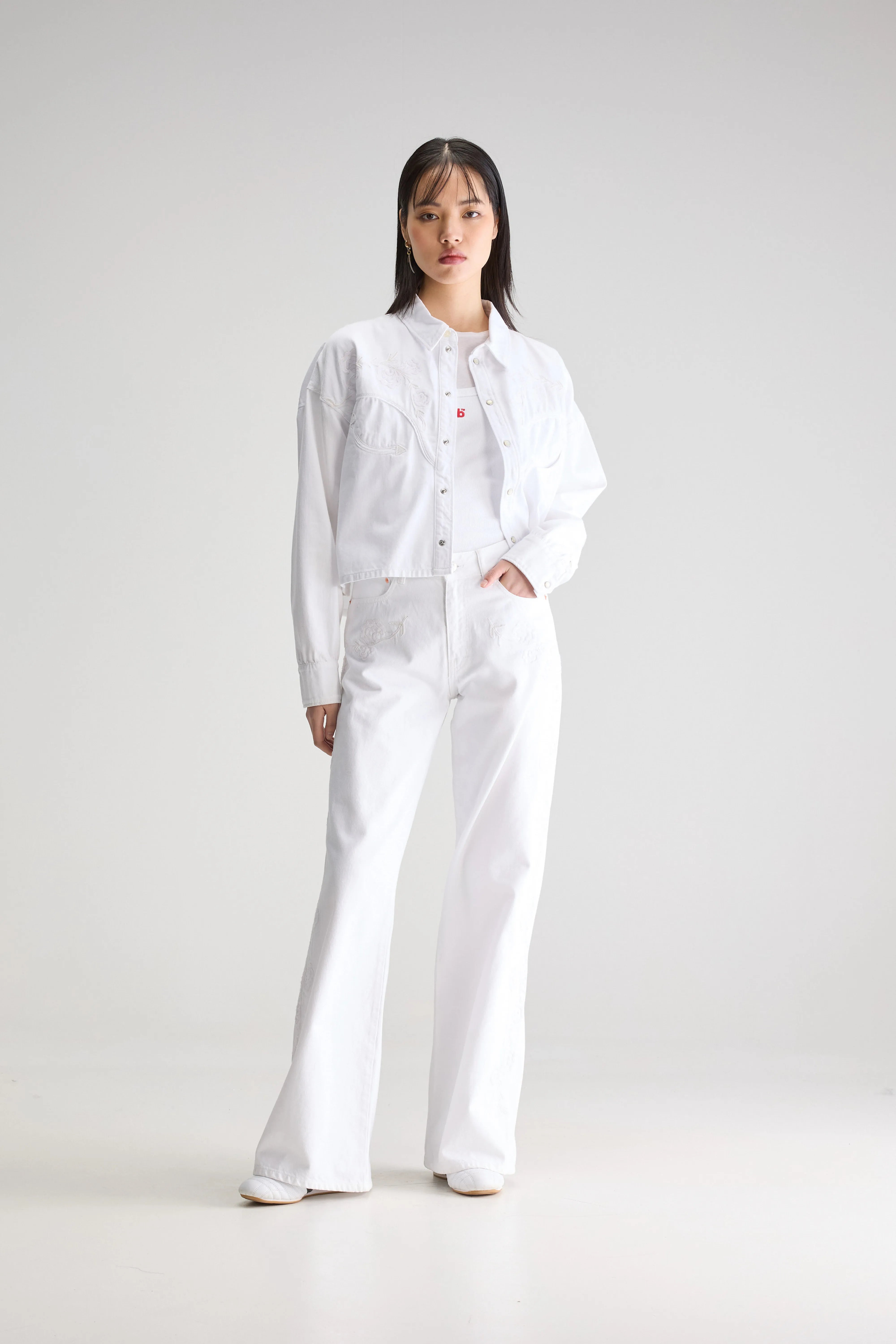 Denim N. 97 geborduurde jeans (251 / W / WHITE)