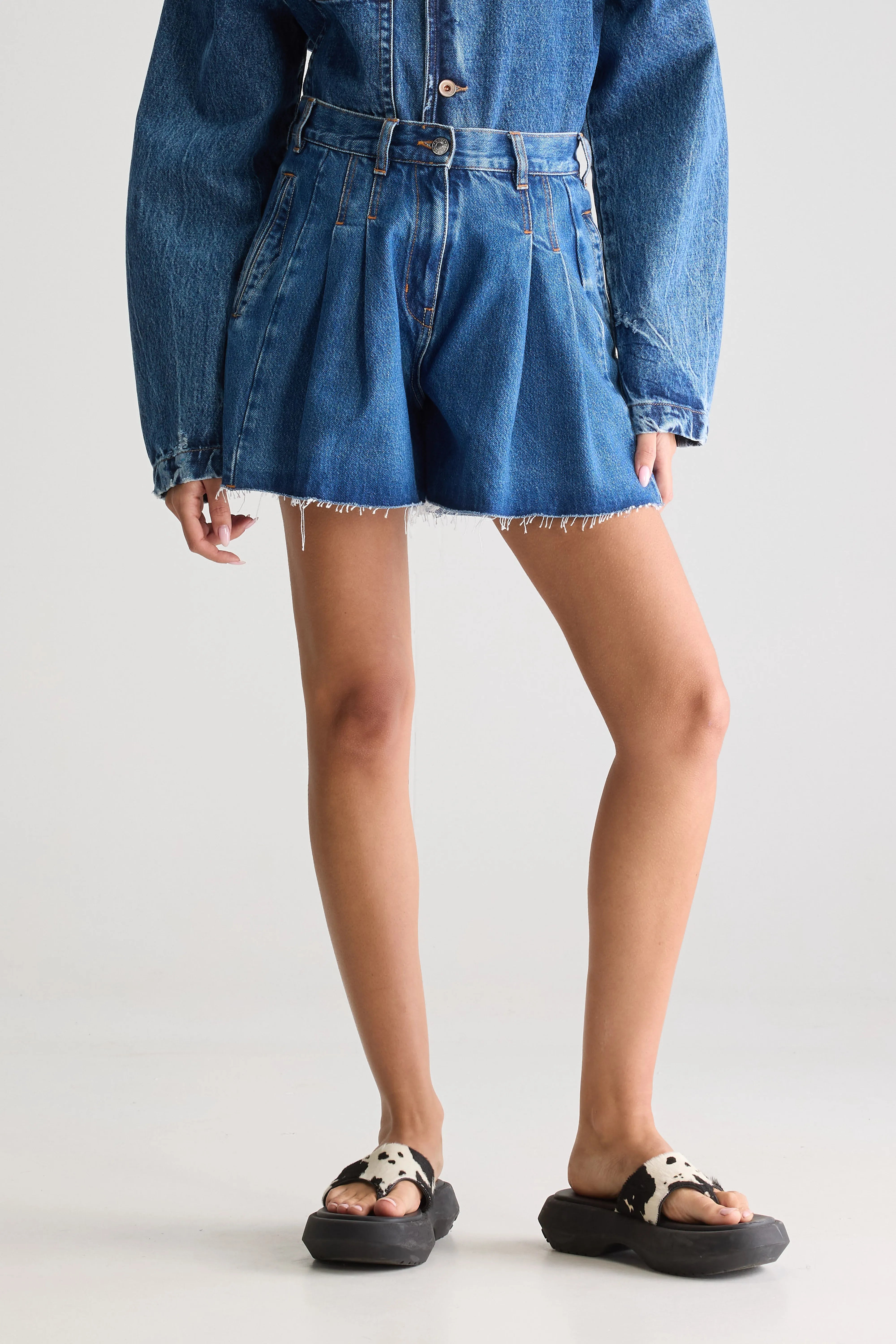 Presley Wijde Denim Shorts - Used blue Voor Dames | Bellerose