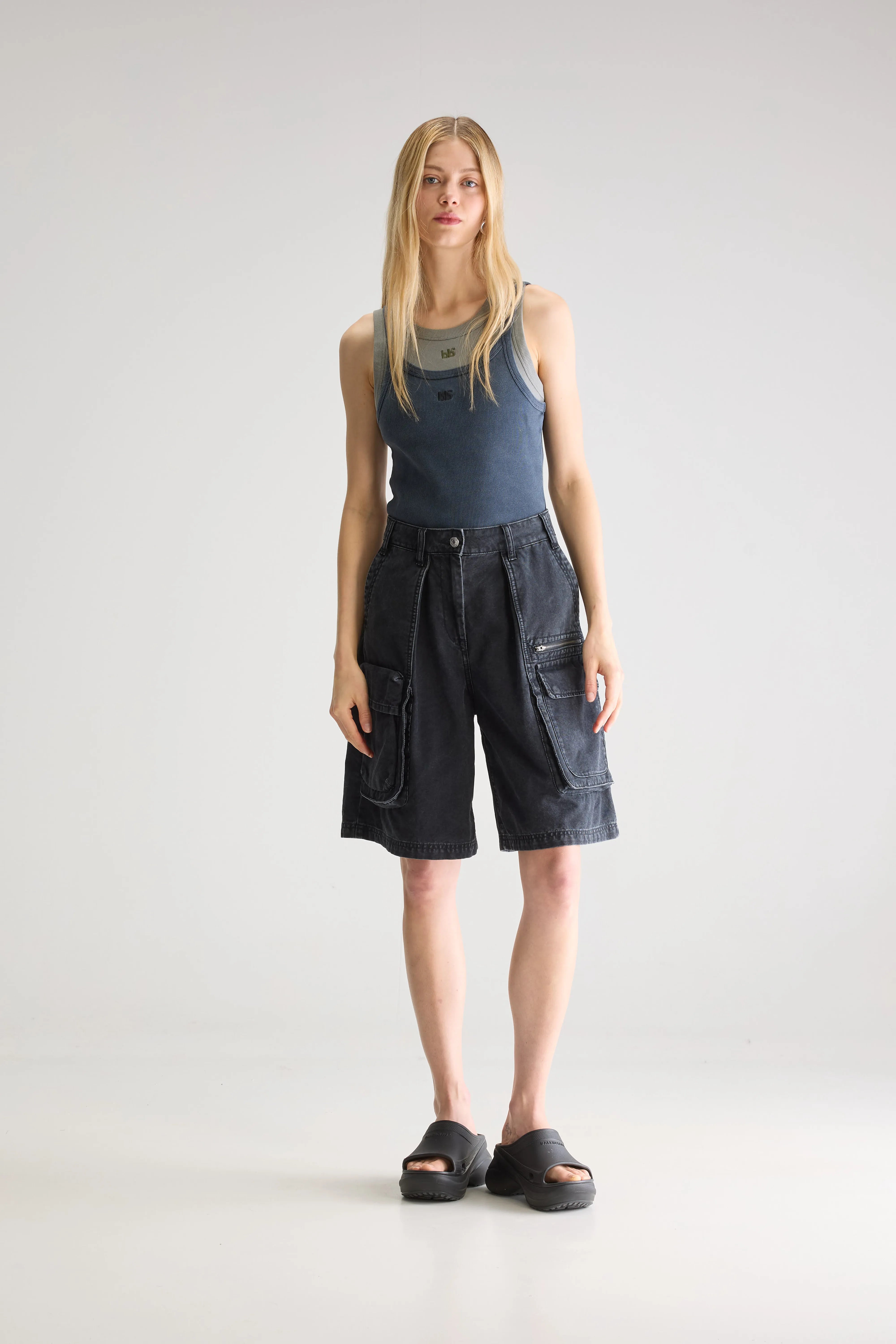 Short Cargo Long Penley - Charcoal Pour Femme | Bellerose