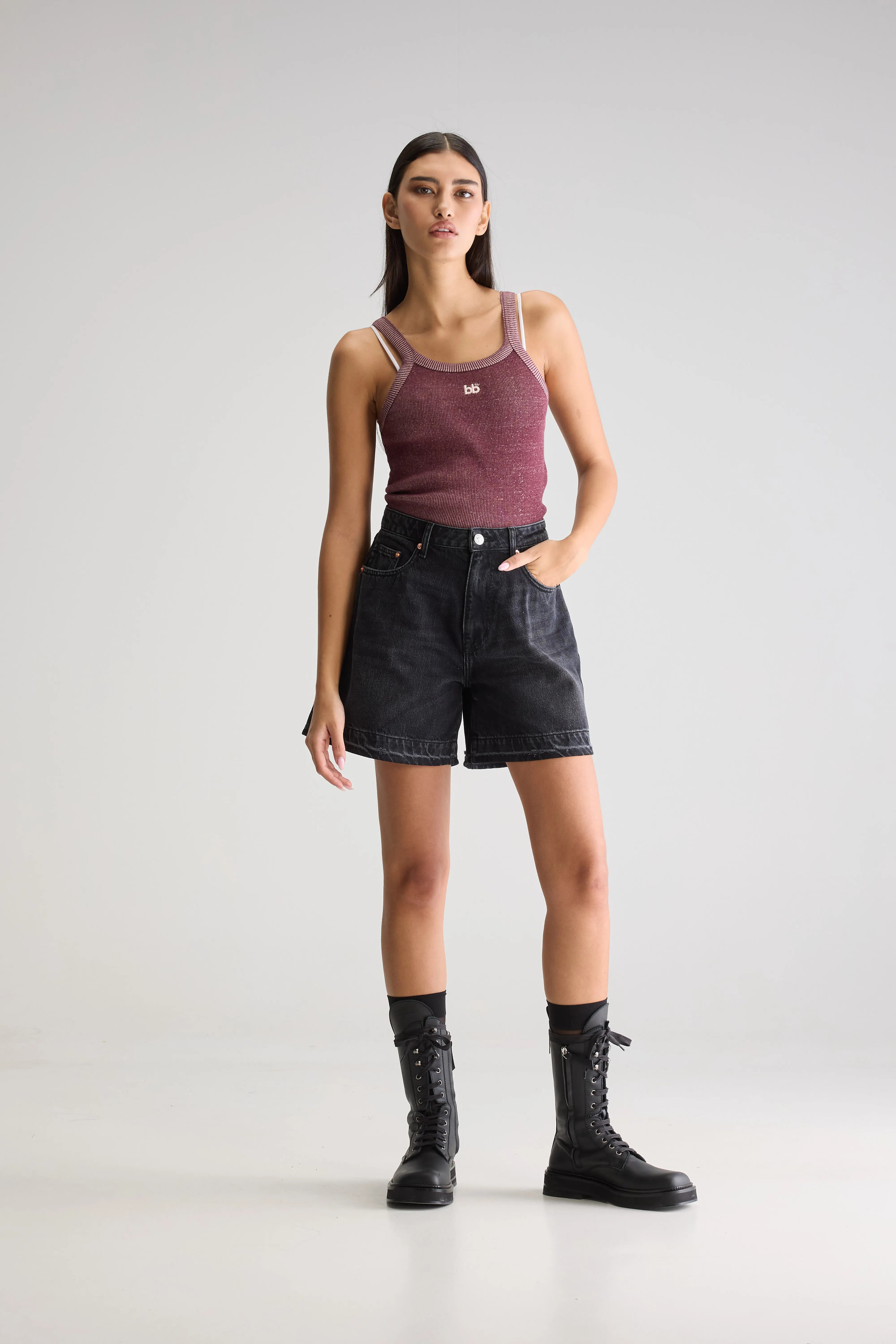 Short Large En Denim Pactol - Used black Pour Femme | Bellerose