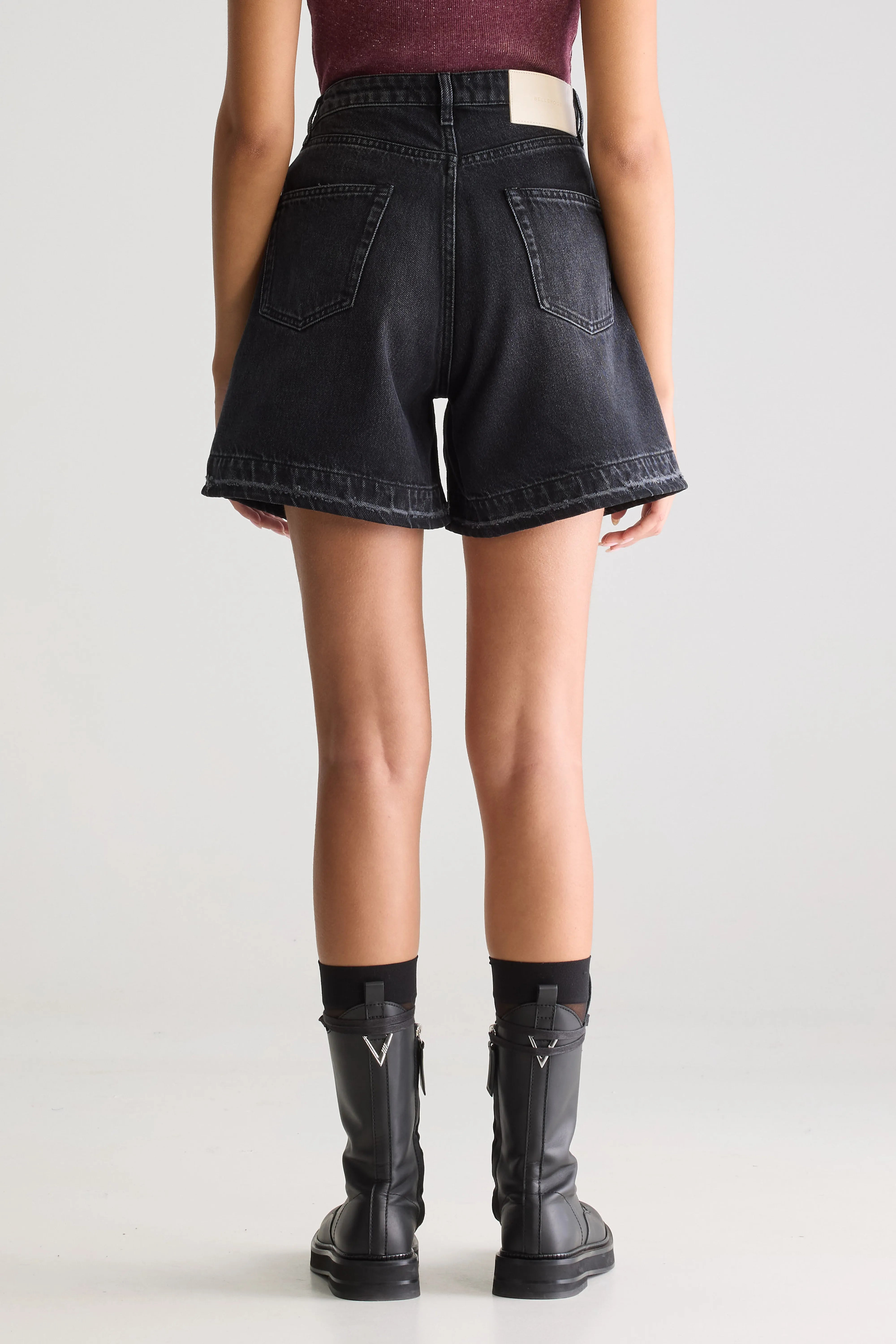 Pactol Wide Denim Shorts - Used black For Women | Bellerose