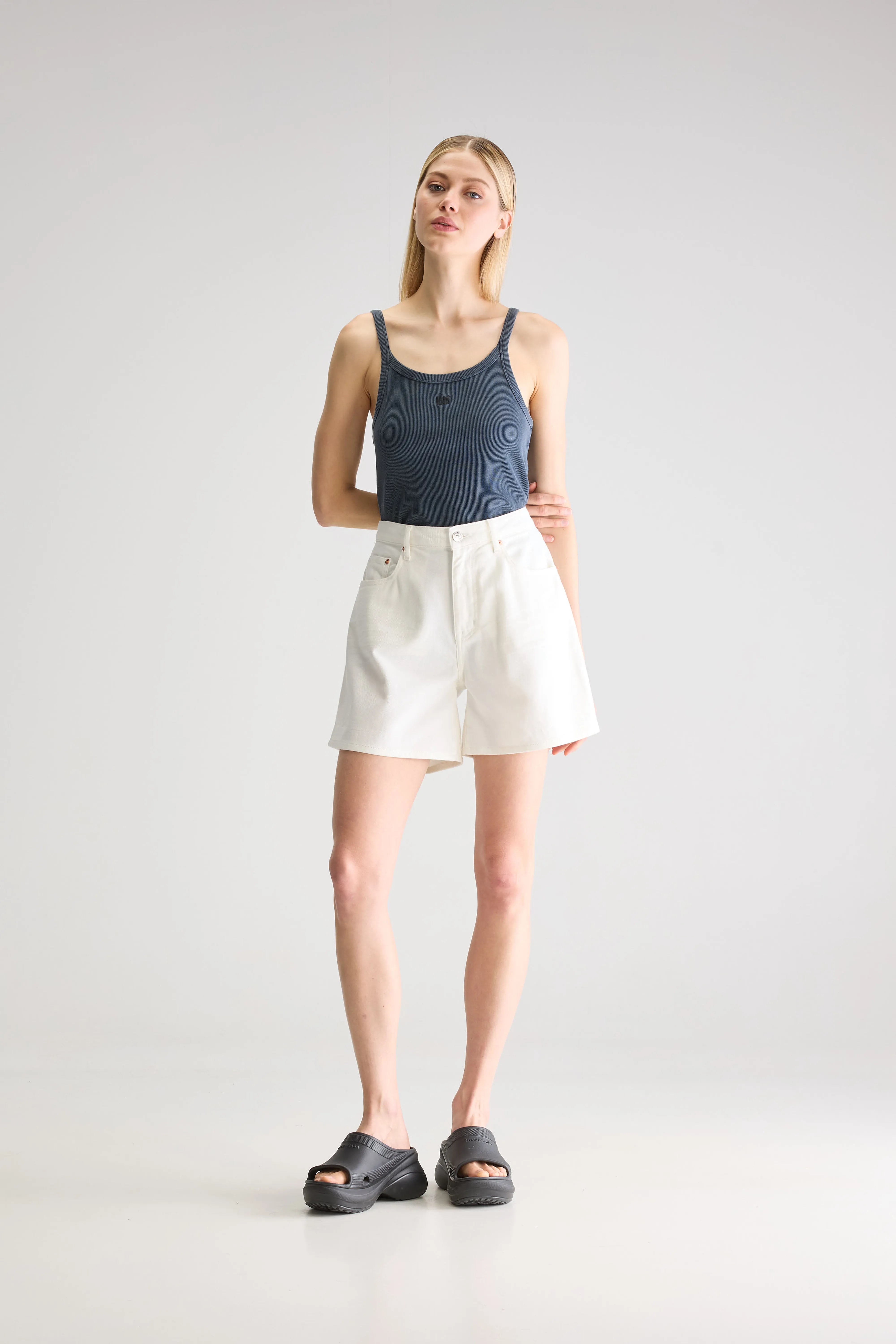 Pactol Wide Denim Shorts - White For Women | Bellerose