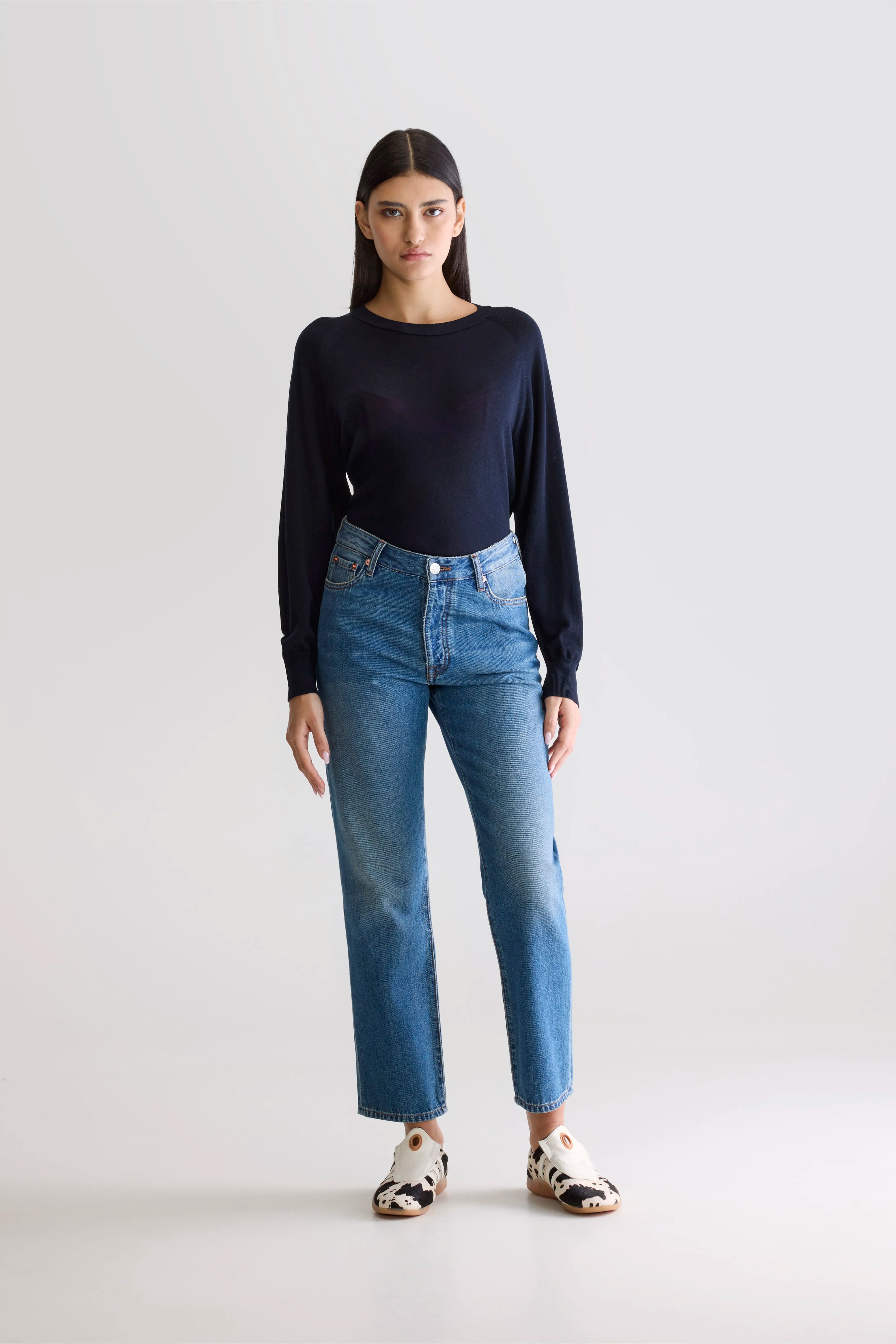 Denim N. 34 Jean Régulier - Used md blue Pour Femme | Bellerose