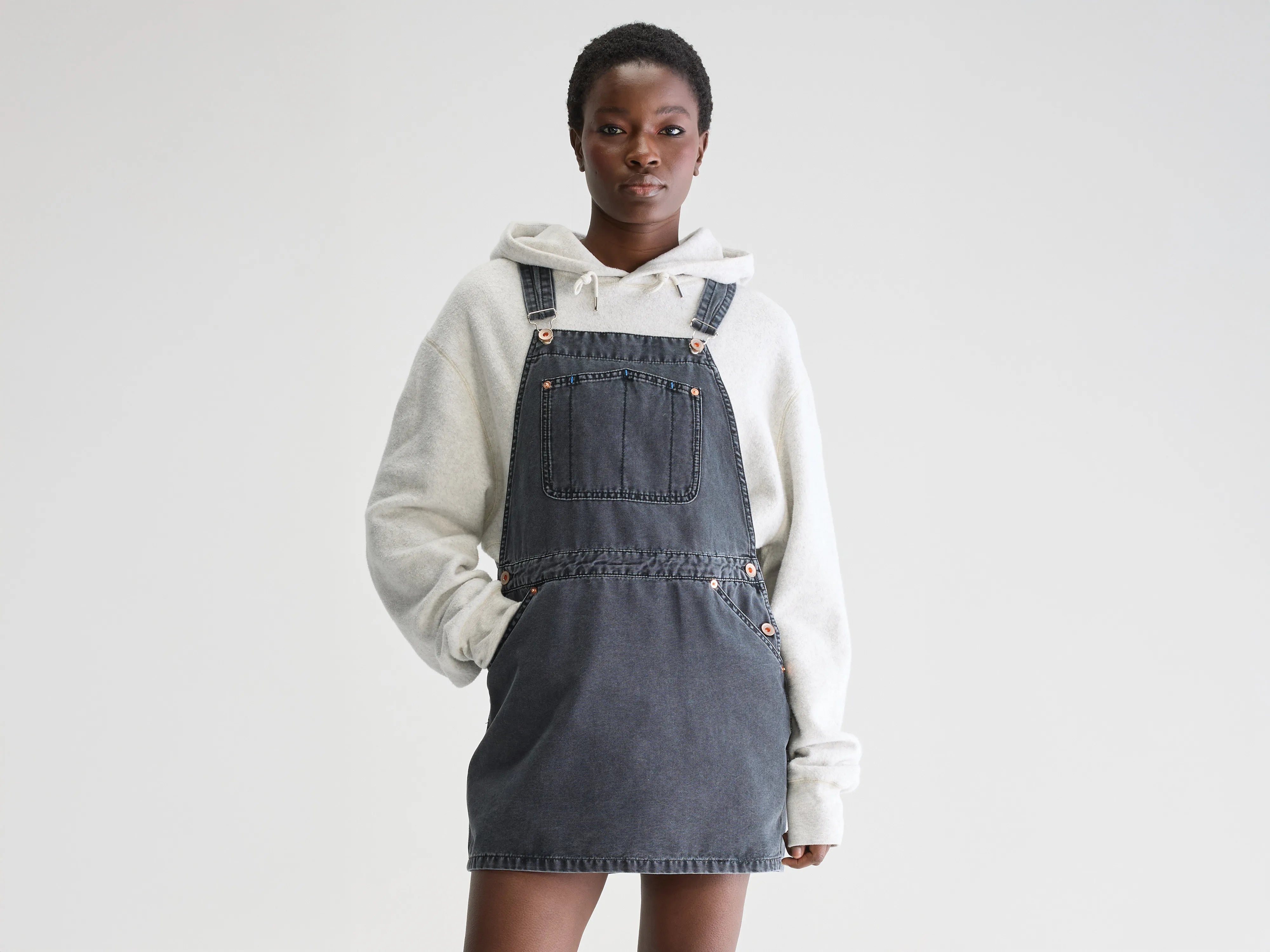 Piama mini overall jurk (251 / W / CHARCOAL)