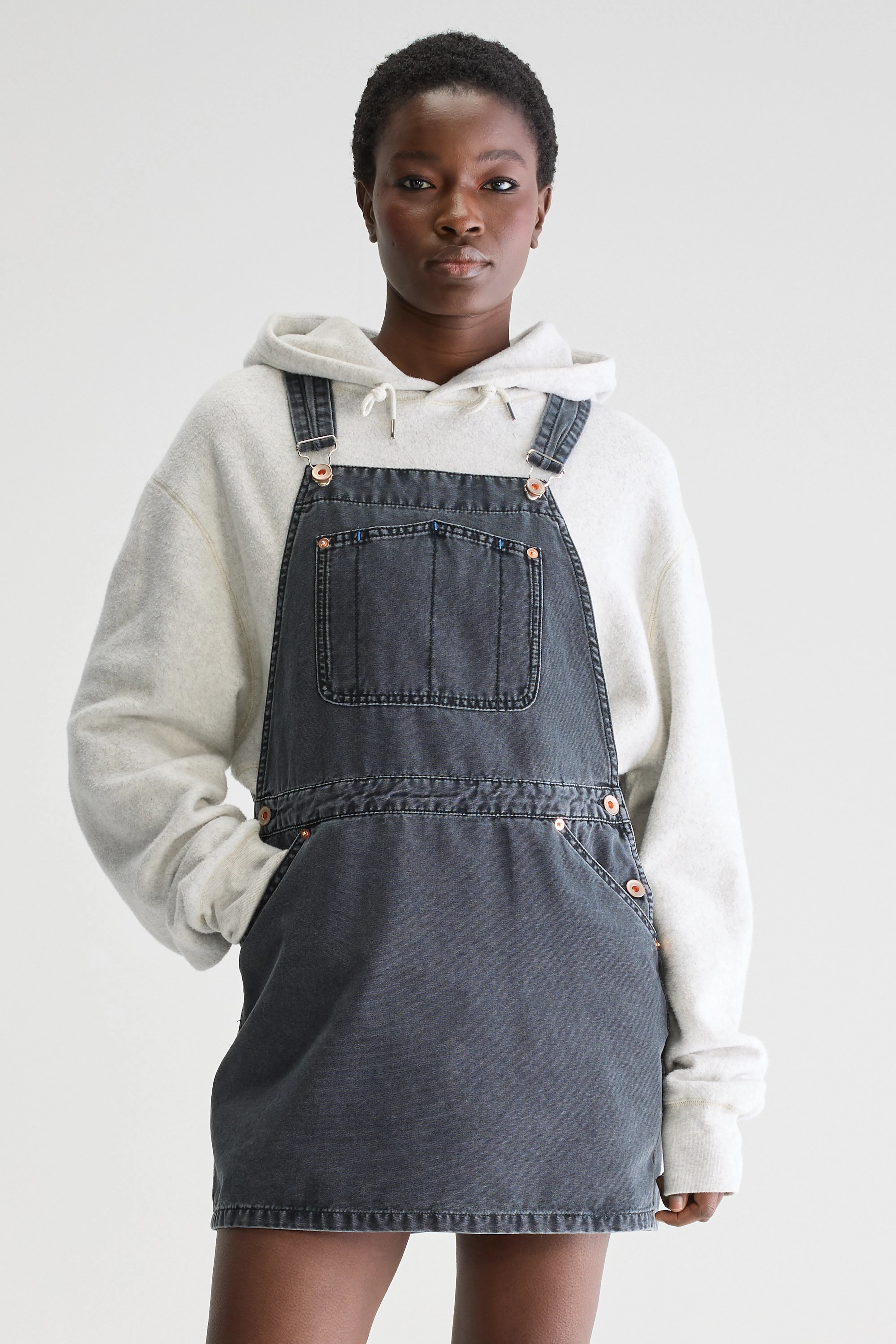 Piama Mini Overall Dress - Charcoal For Women | Bellerose