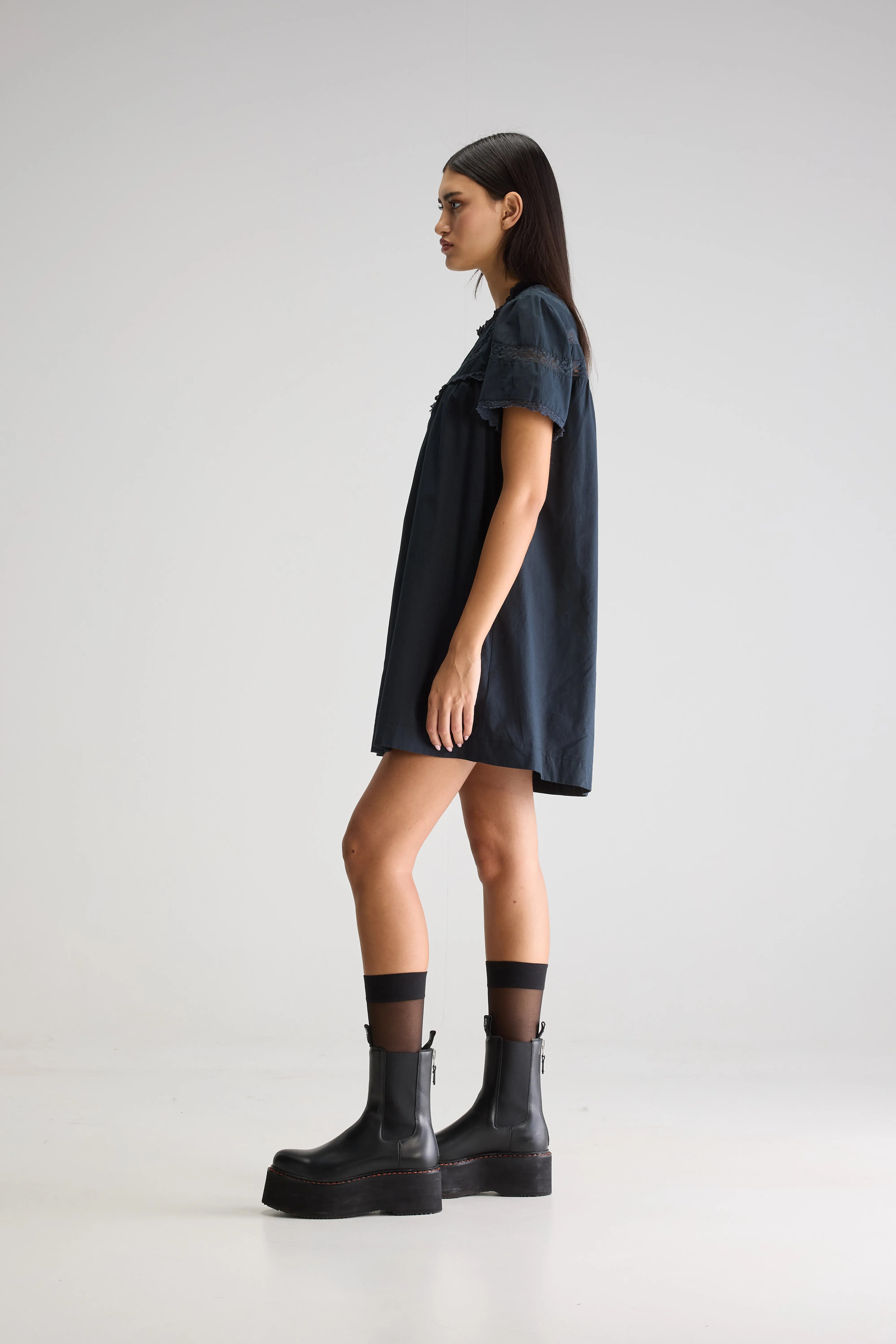 Djerba Babydoll Dress - Black beauty For Women | Bellerose