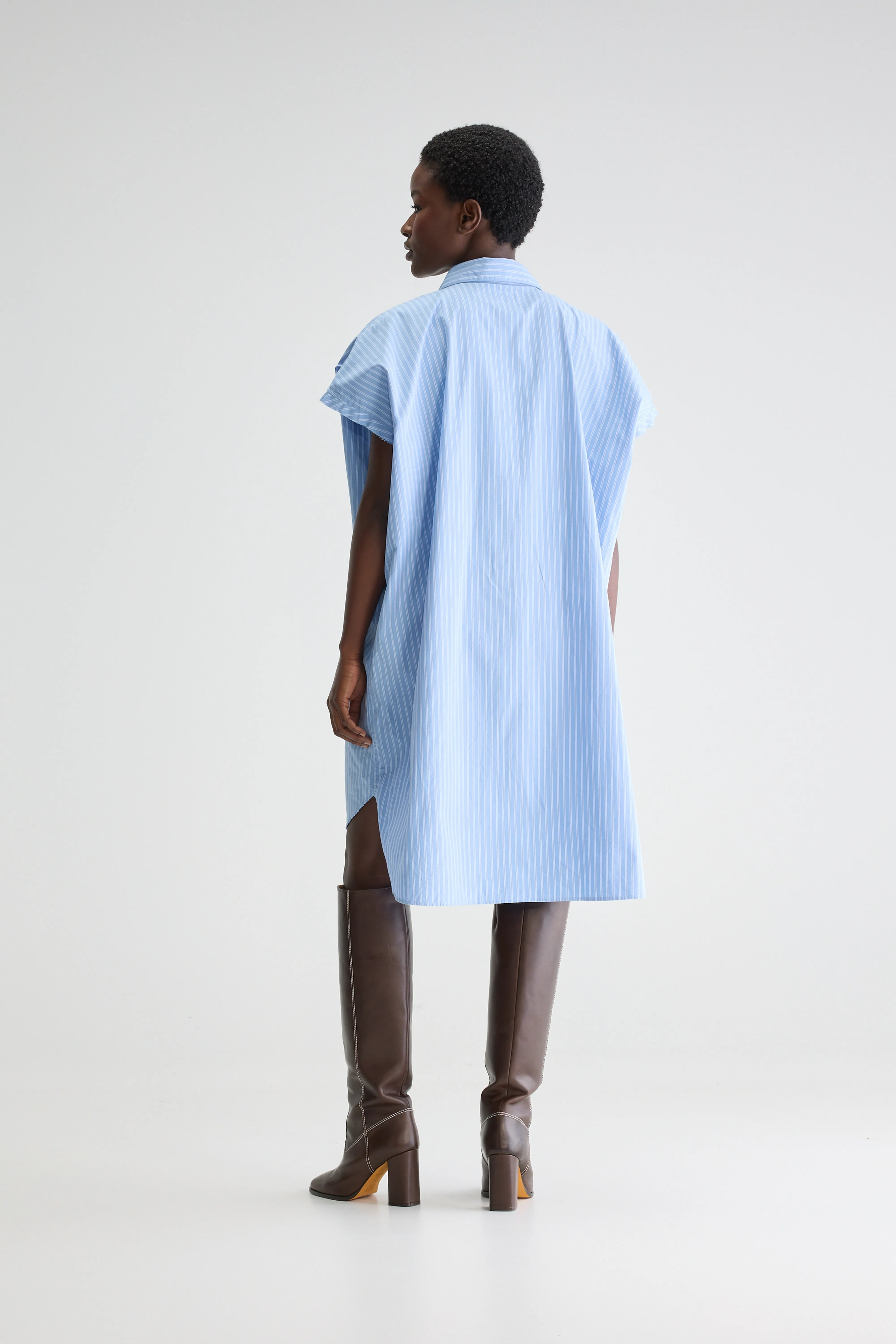 Gianna Sleeveless Shirt Dress - Blue shirt For Women | Bellerose