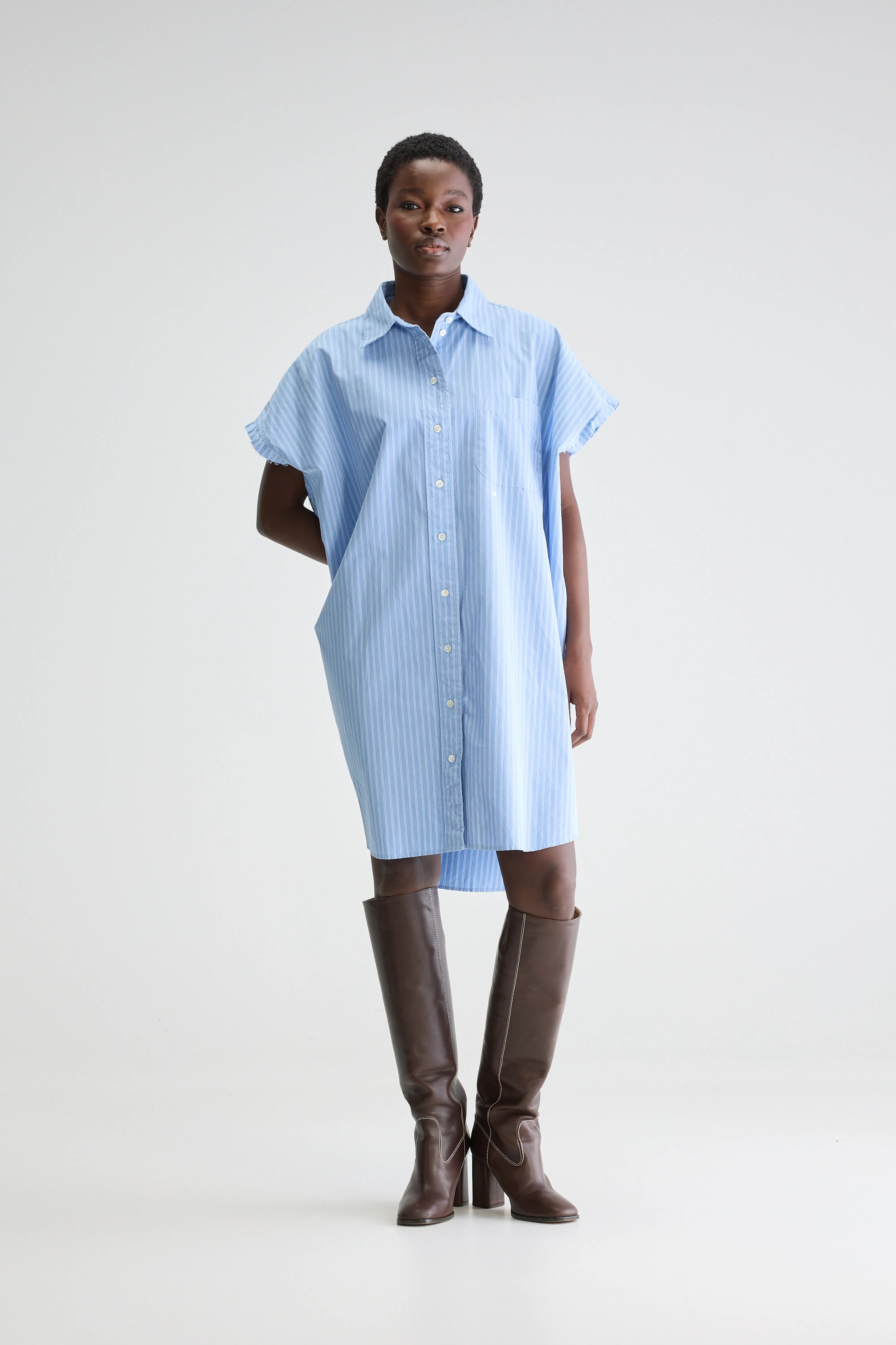 Gianna Sleeveless Shirt Dress - Blue shirt For Women | Bellerose