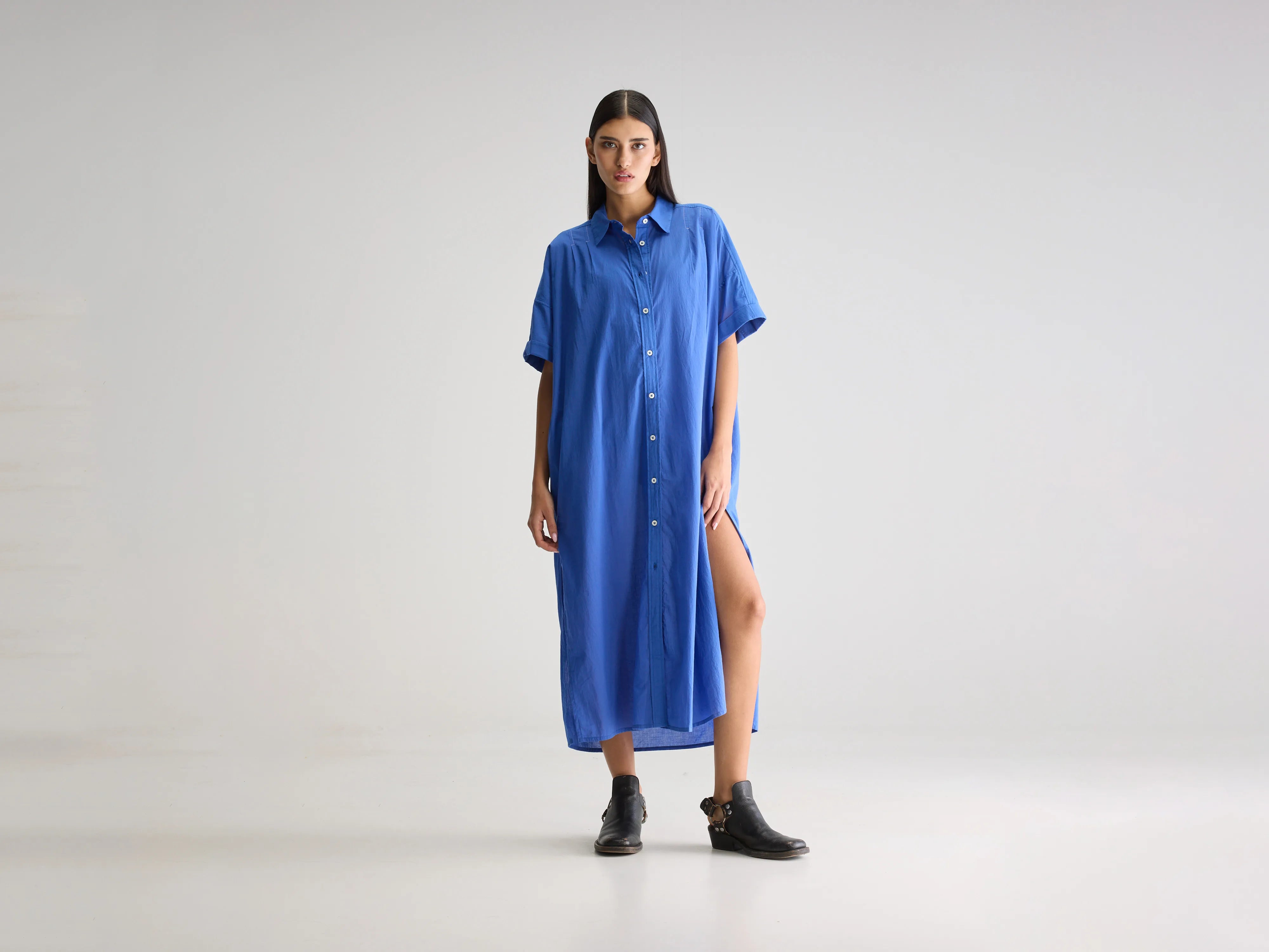 Keren long shirt dress (251 / W / IRIS BLOOM)