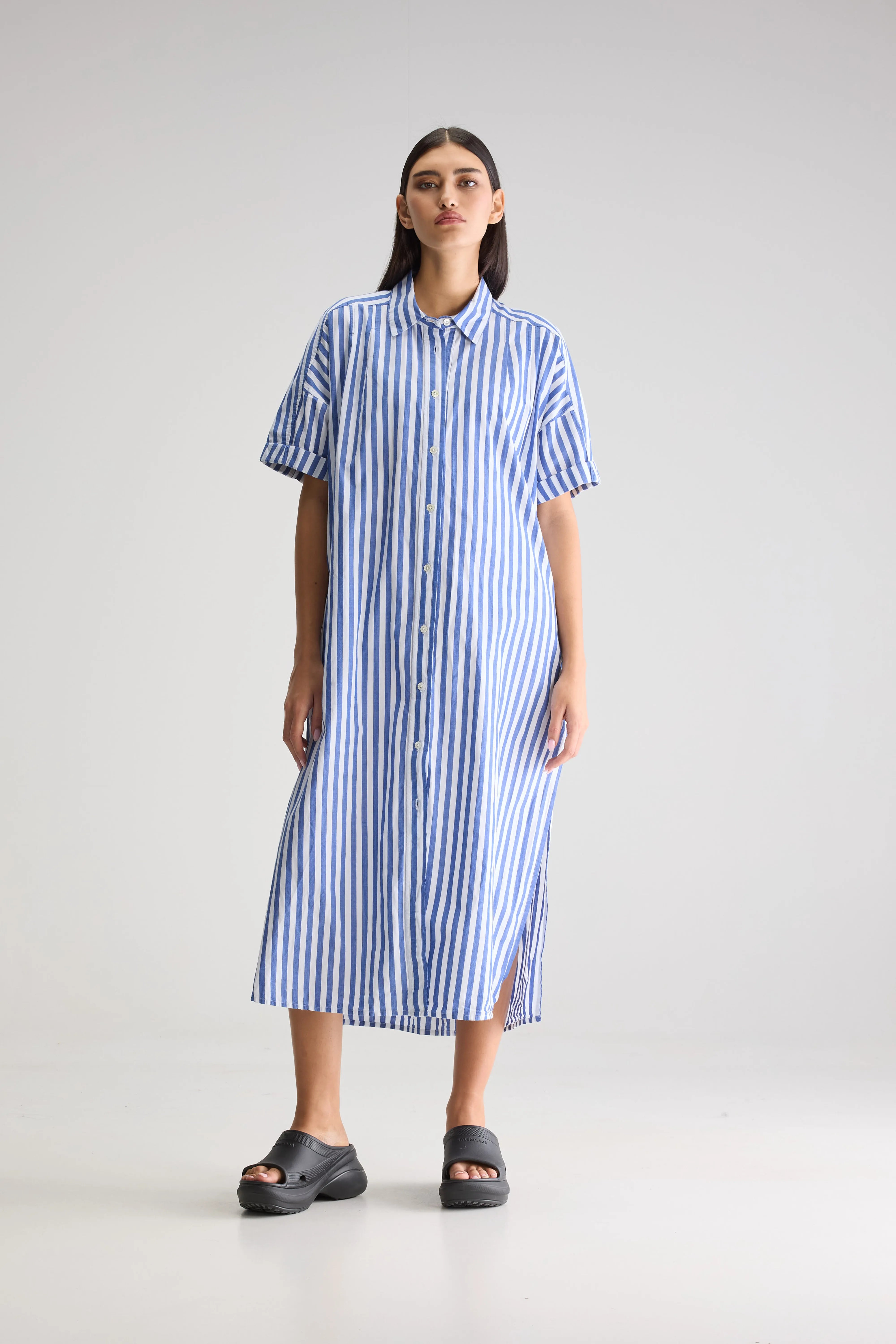 Keren Long Shirt Dress - Iris bloom / White For Women | Bellerose