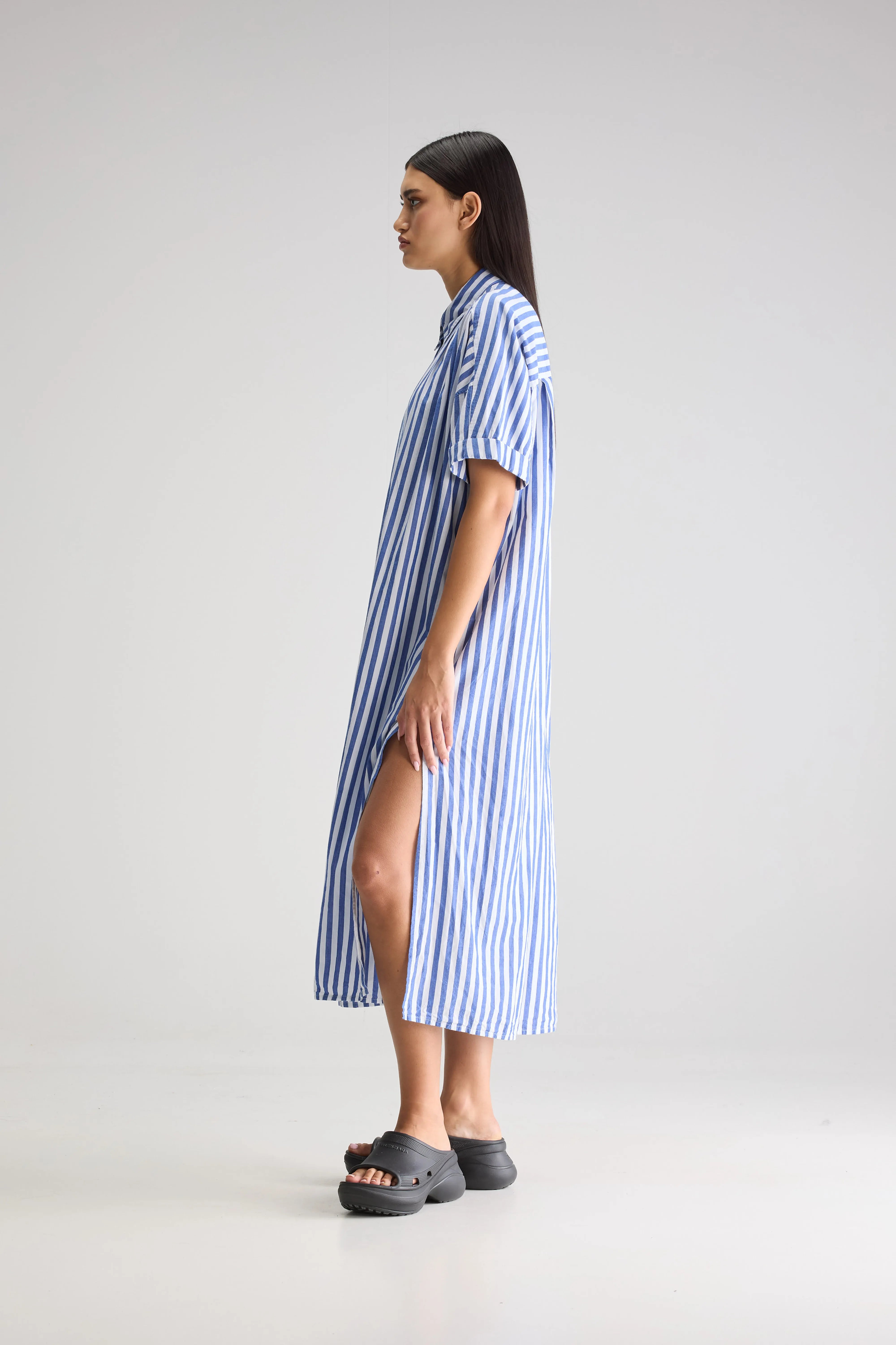 Keren Long Shirt Dress - Iris bloom / White For Women | Bellerose