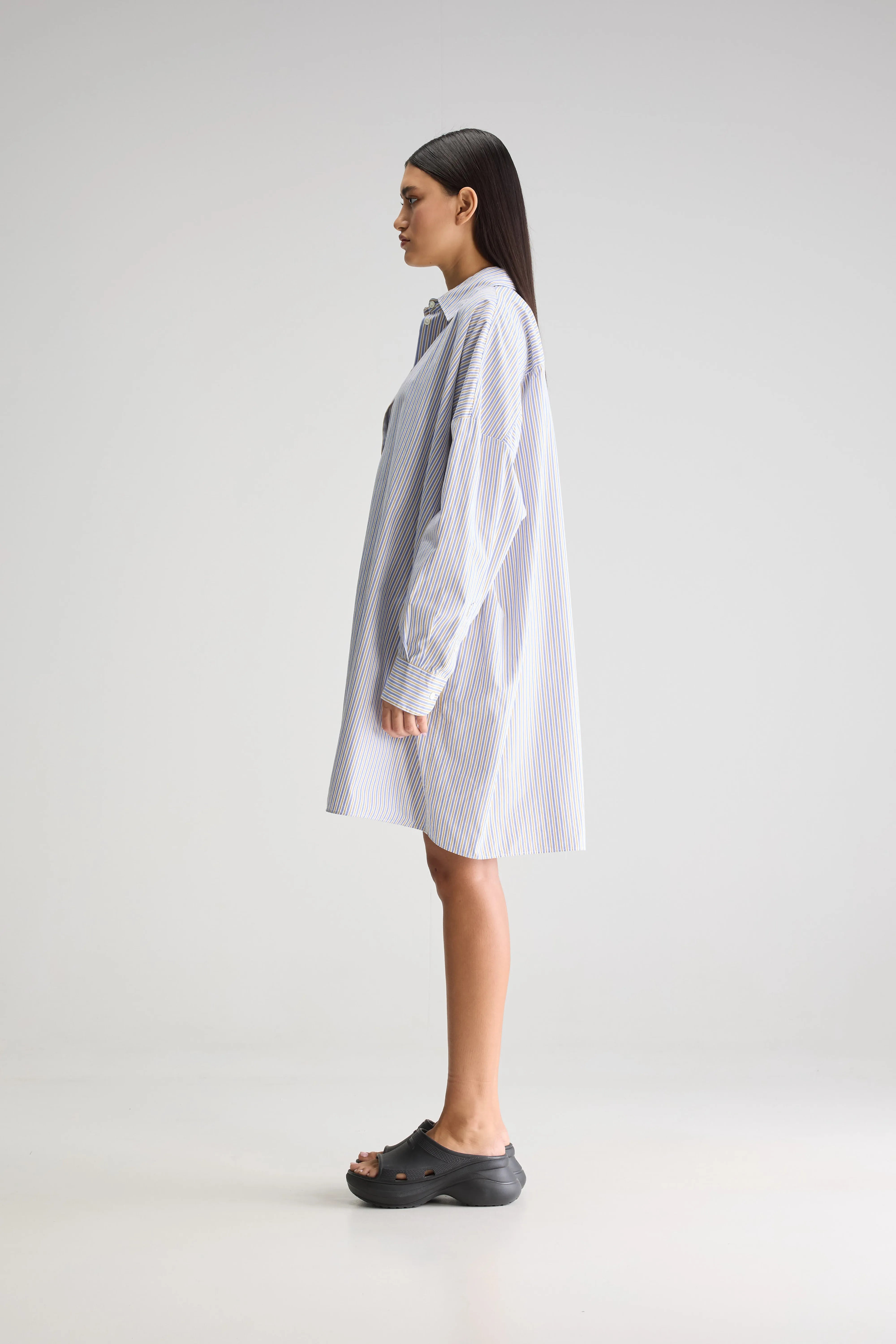 Gita Shirt Dress - Antique gold / Iris bloom / White For Women | Bellerose