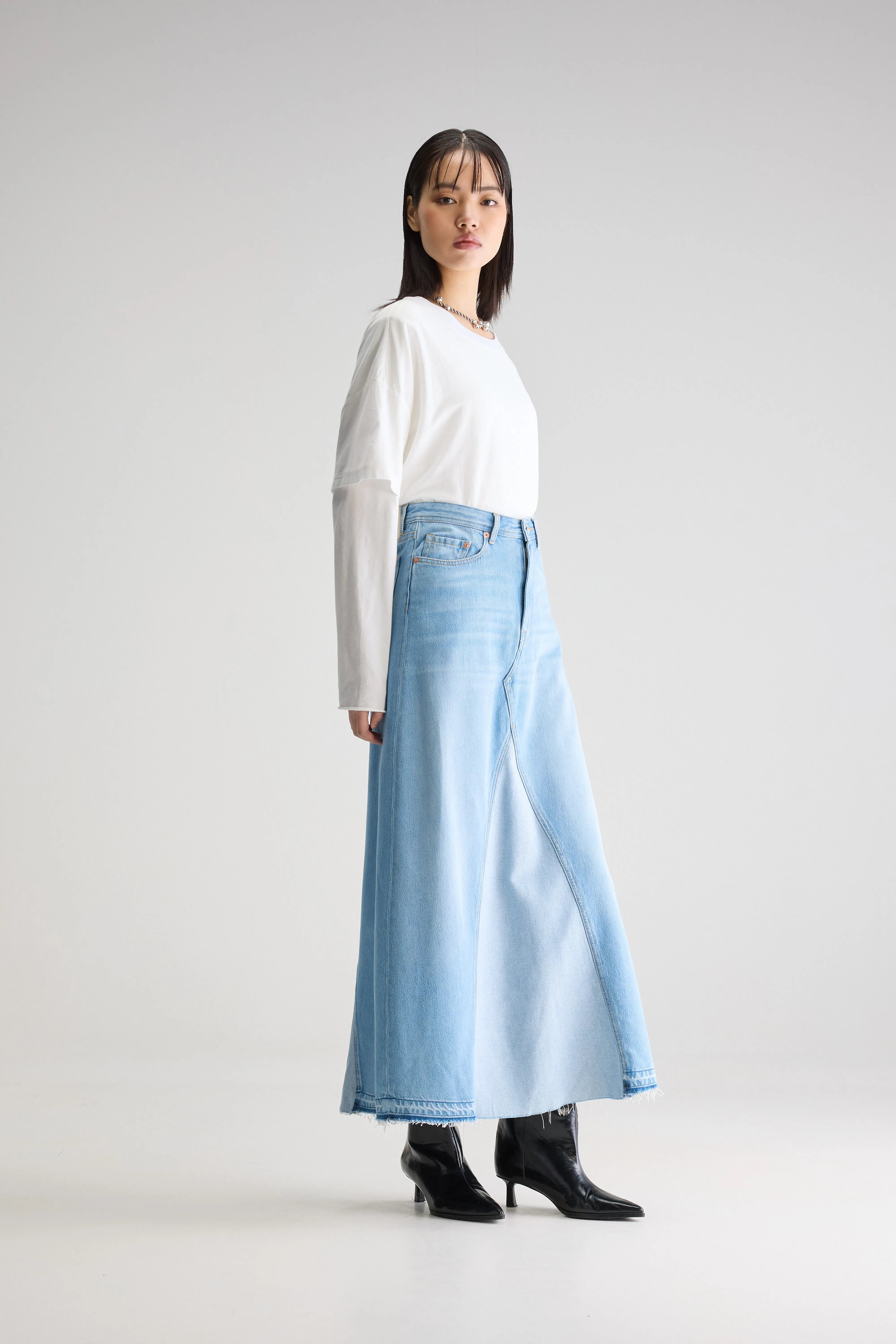 Jupe Longue En Denim Pria - Vintage lt blue Pour Femme | Bellerose