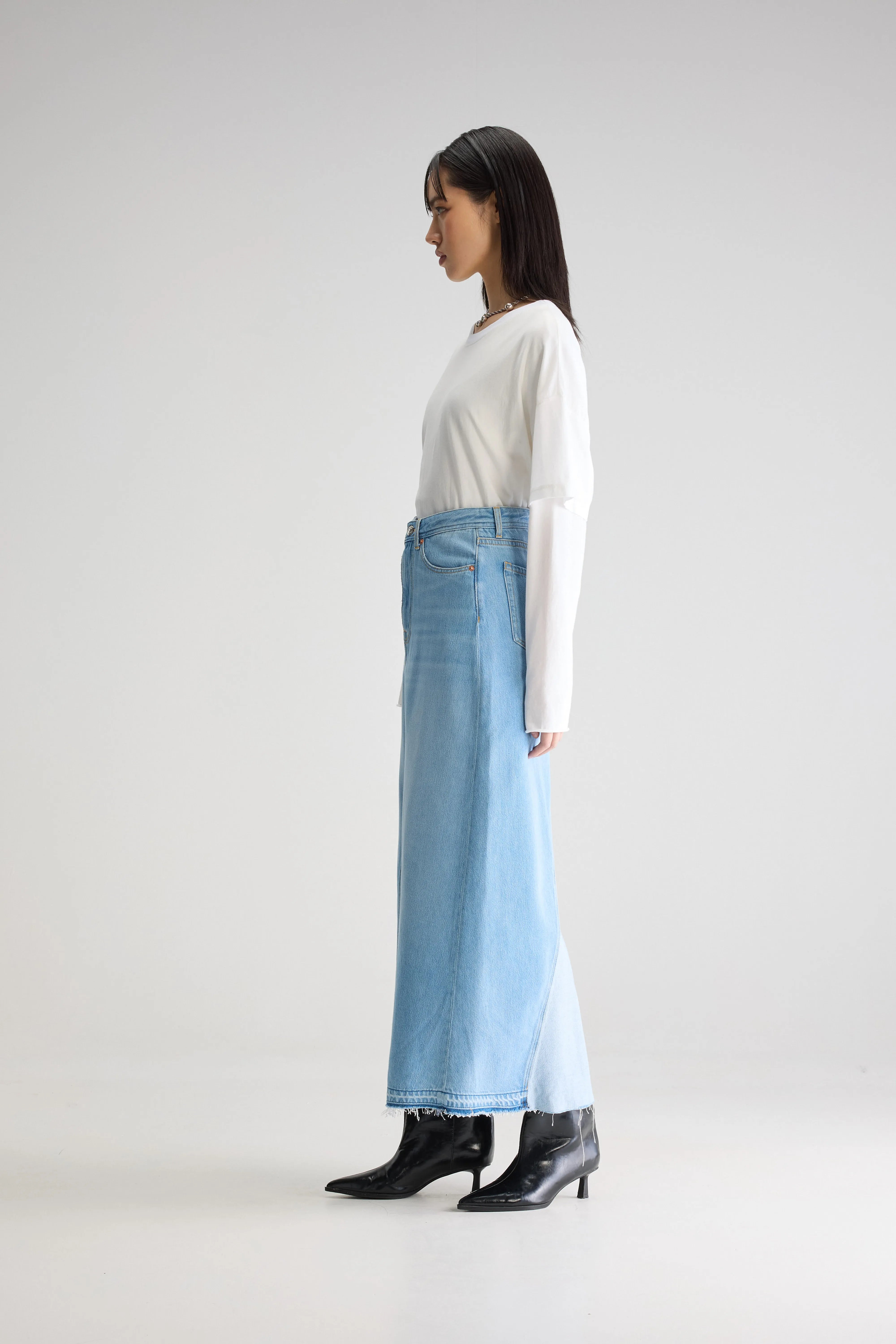 Pria Long Denim Skirt - Vintage lt blue For Women | Bellerose