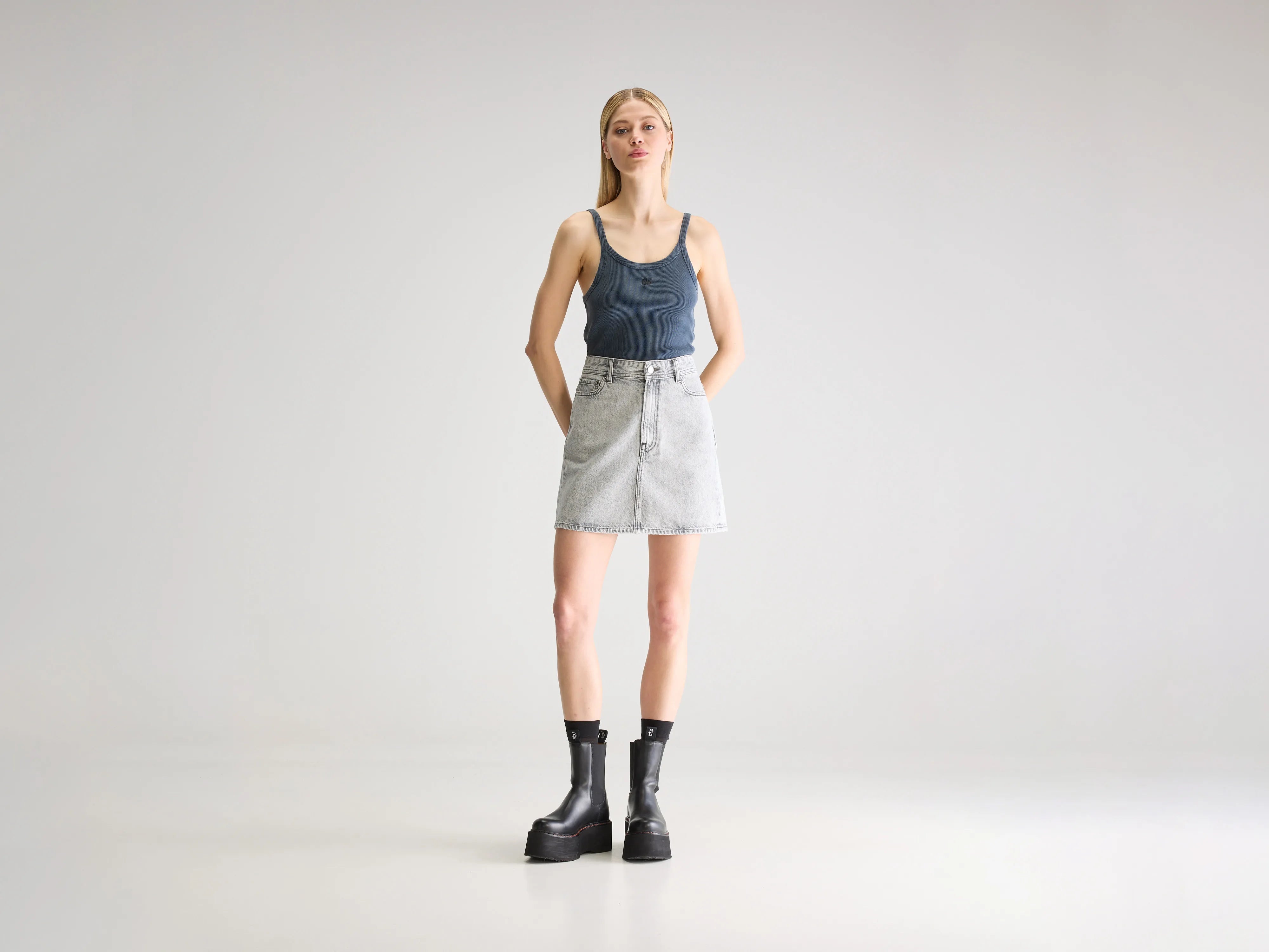 Pipa Mini Denim Skirt - Used grey For Women | Bellerose