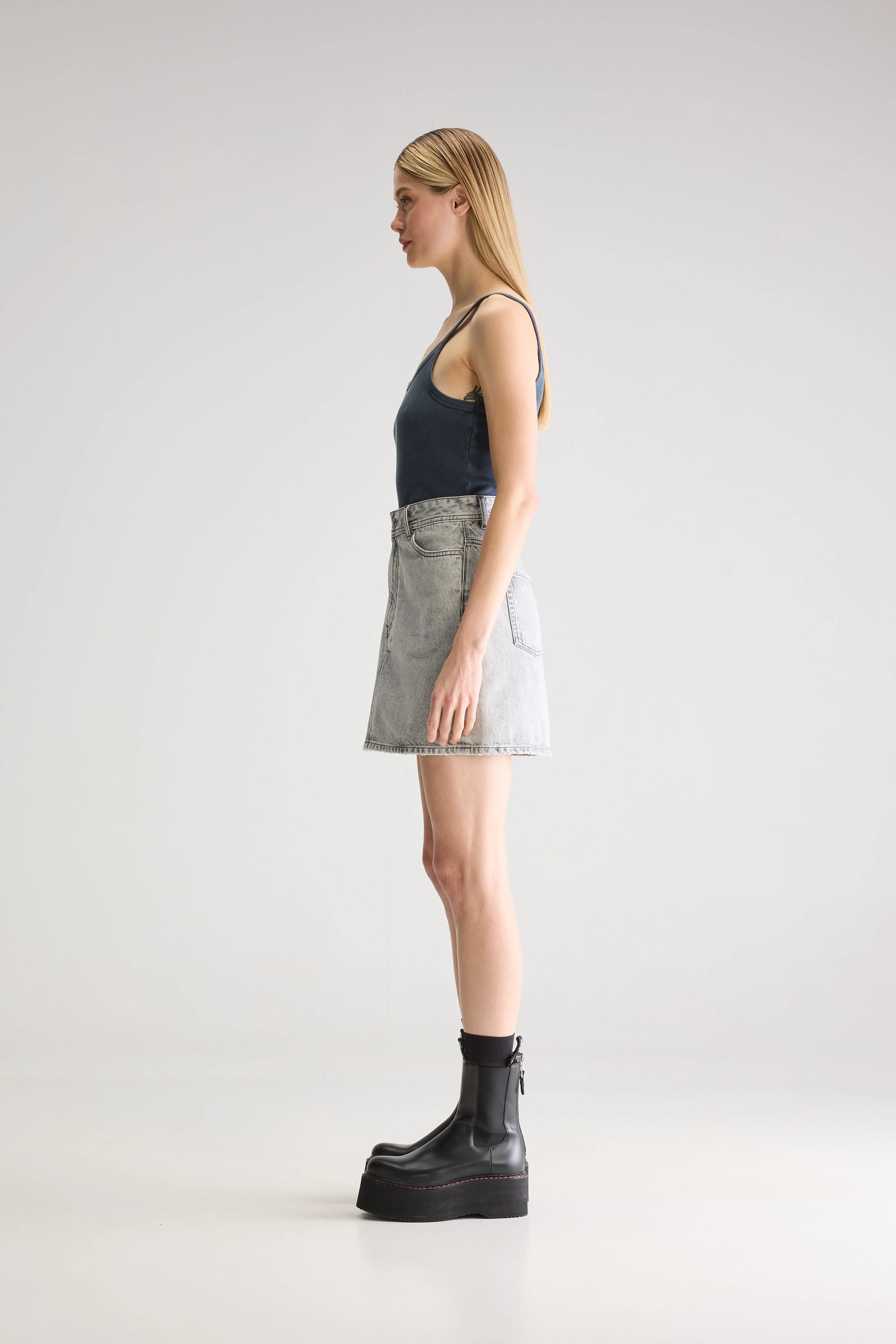 Pipa Mini Denim Skirt - Used grey For Women | Bellerose