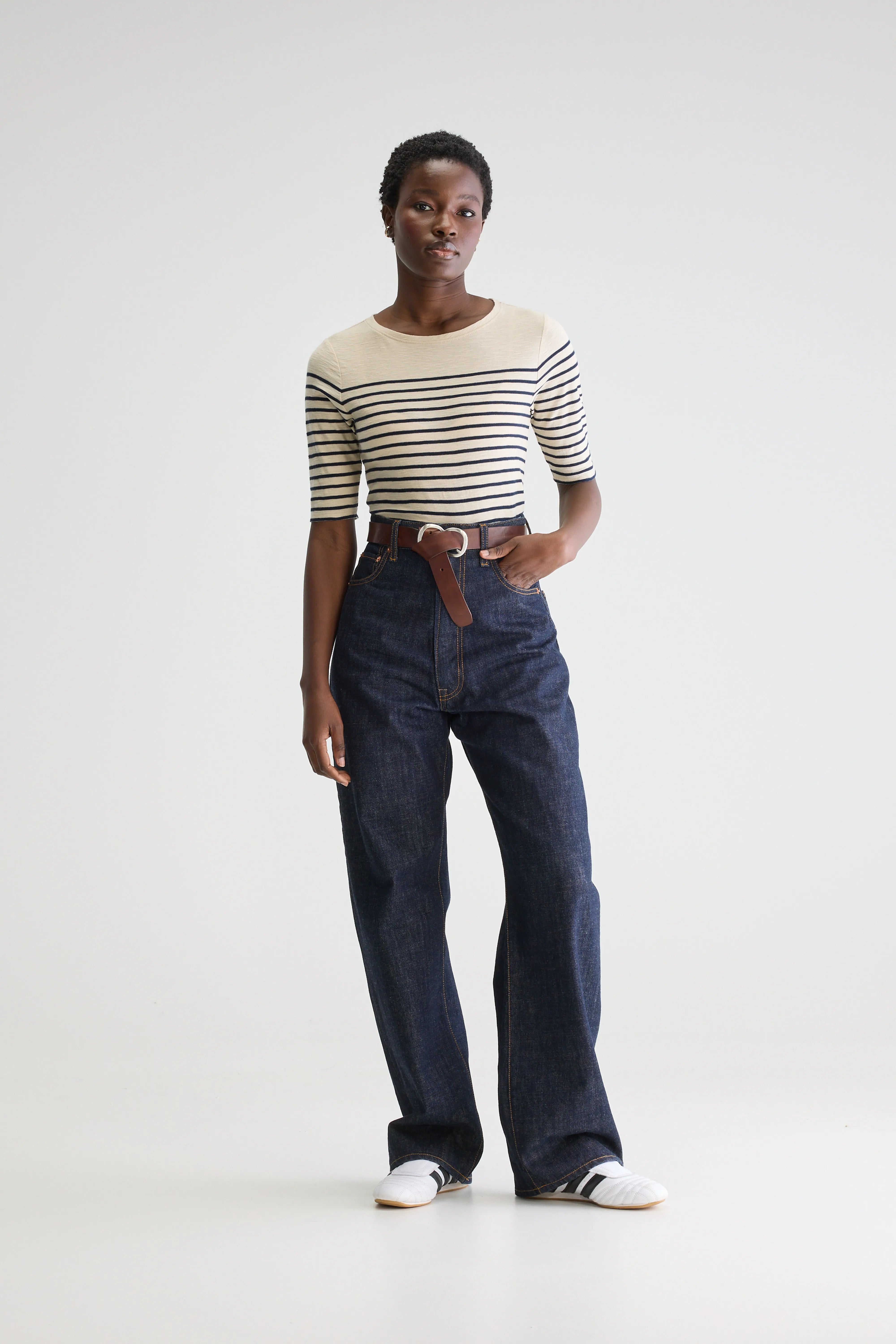 T-shirt Slim Mias - Navy / Shell Pour Femme | Bellerose