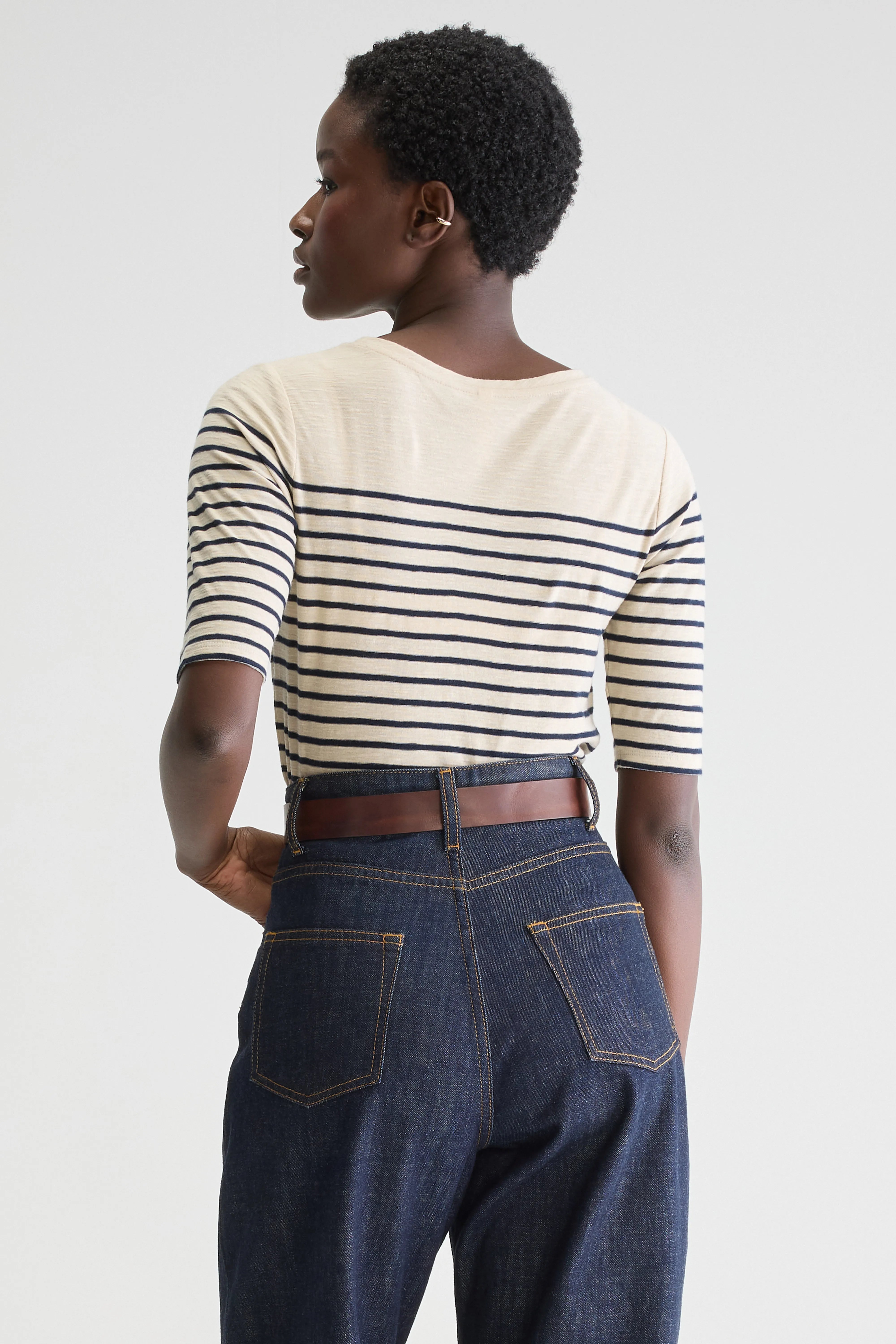 Mias Slim T-shirt - Navy / Shell For Women | Bellerose