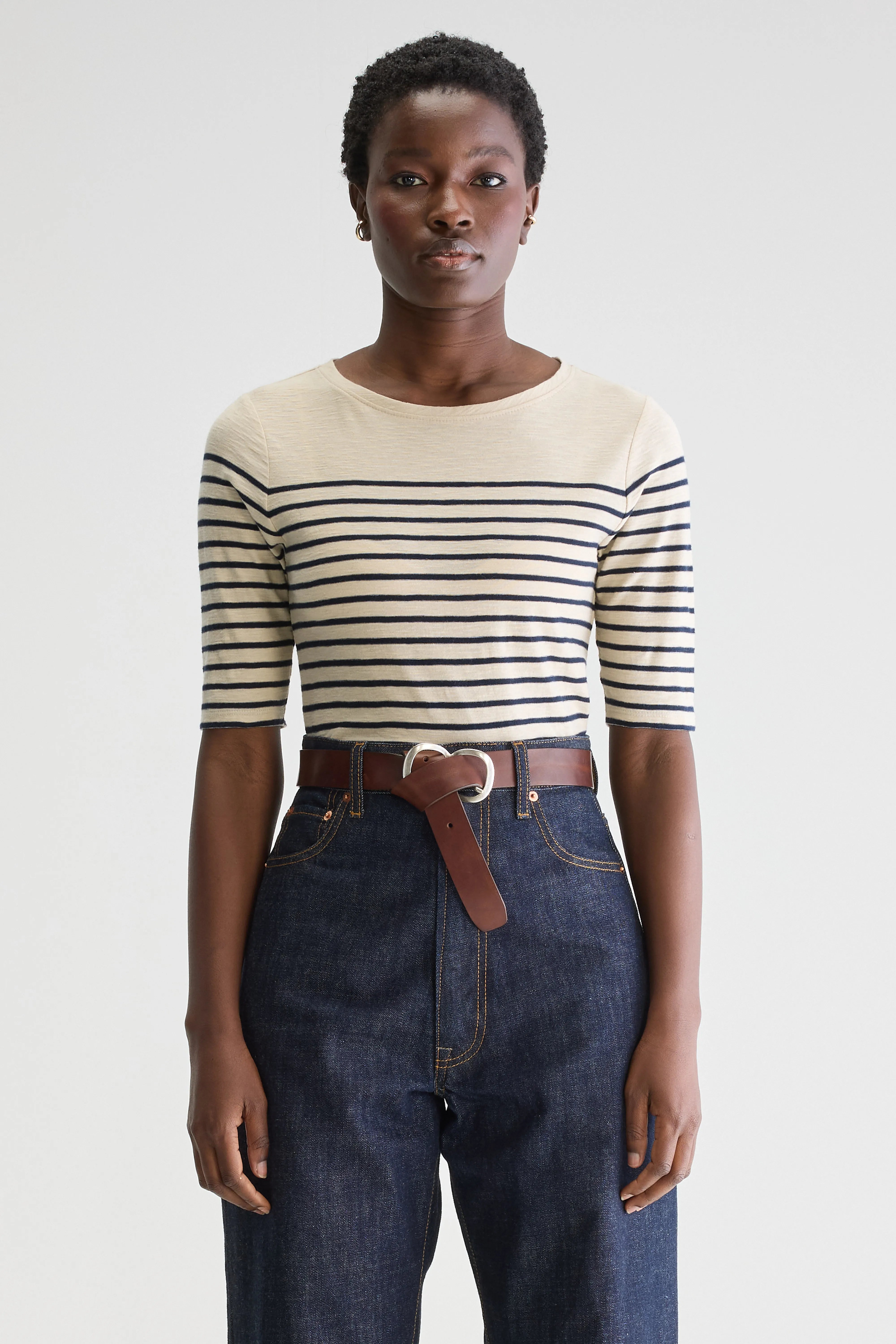 T-shirt Slim Mias - Navy / Shell Pour Femme | Bellerose