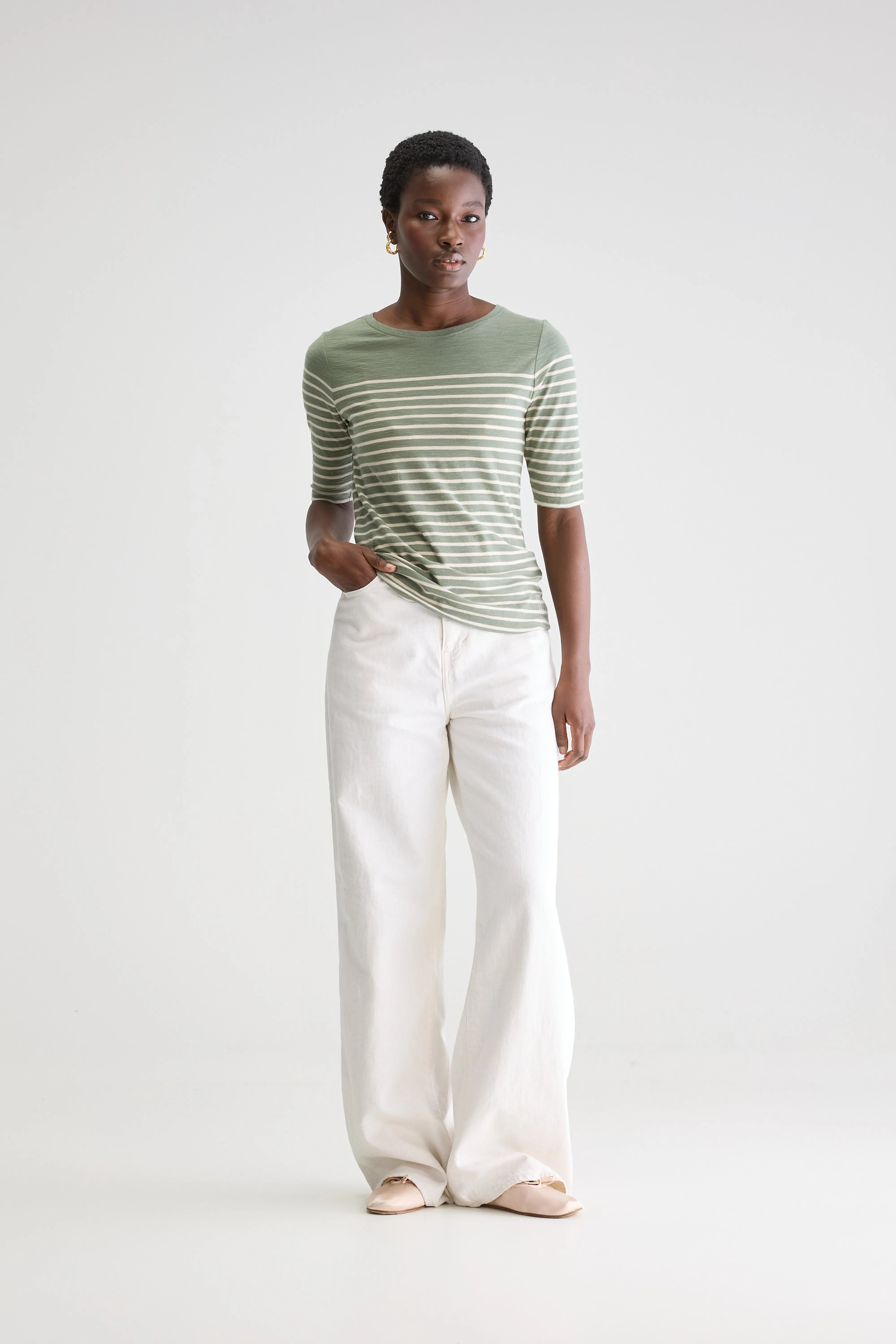 Mias Slim T-shirt - Desert sage / Shell For Women | Bellerose