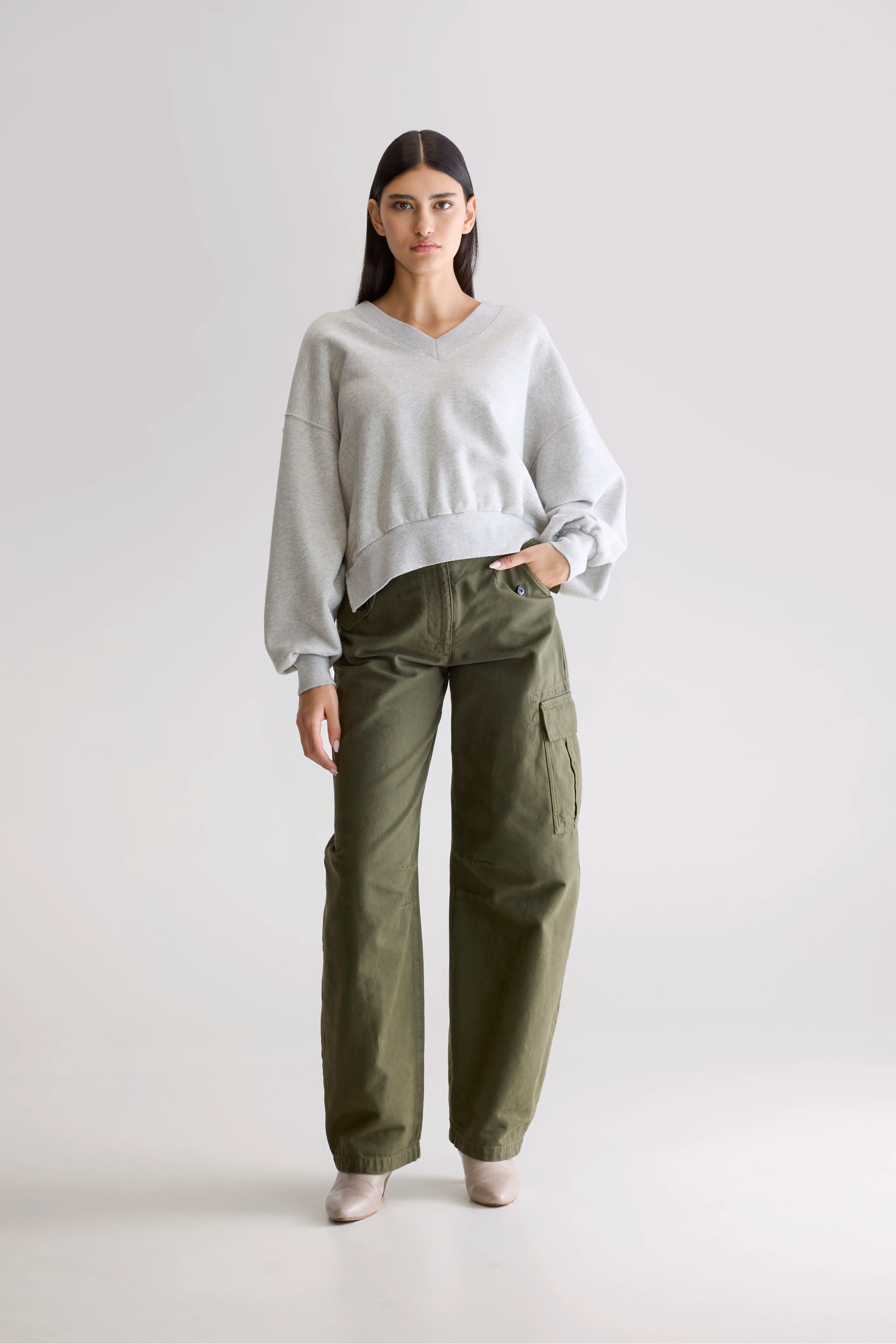 Varola V-neck Sweatshirt - H. grey For Women | Bellerose