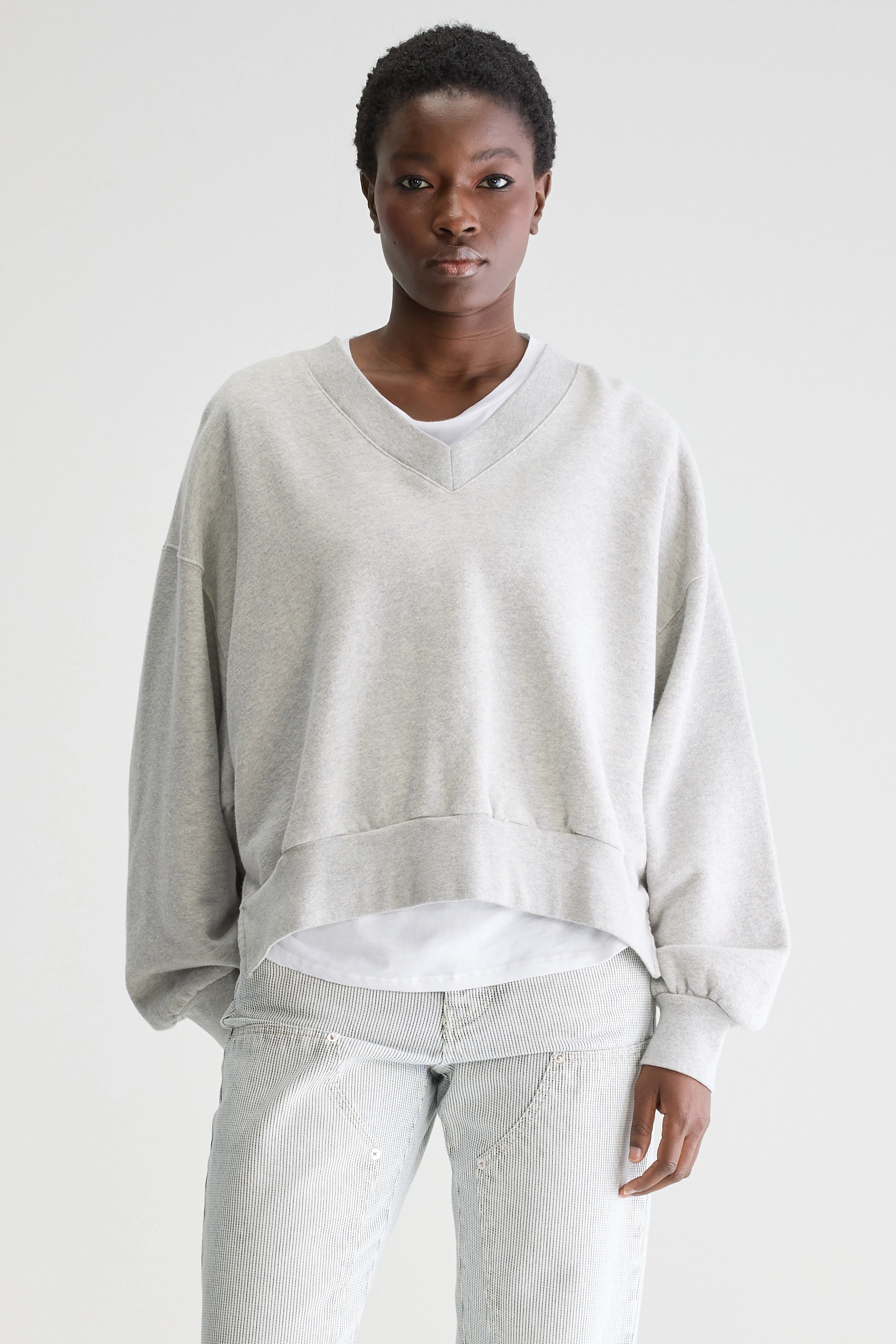 Sweatshirt Col V Varola - H. grey Pour Femme | Bellerose