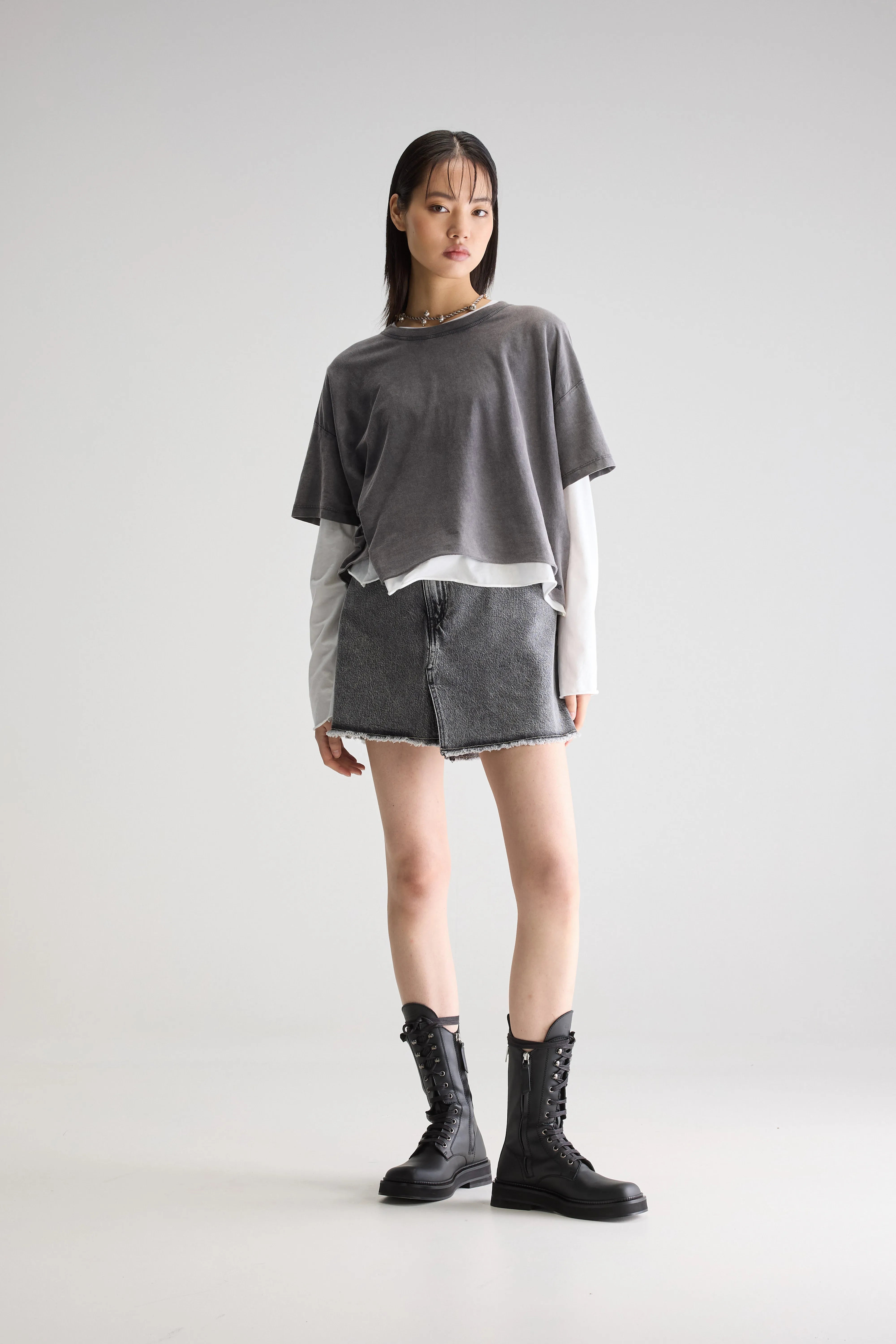 Farpy Cropped T-shirt - Black beauty For Women | Bellerose