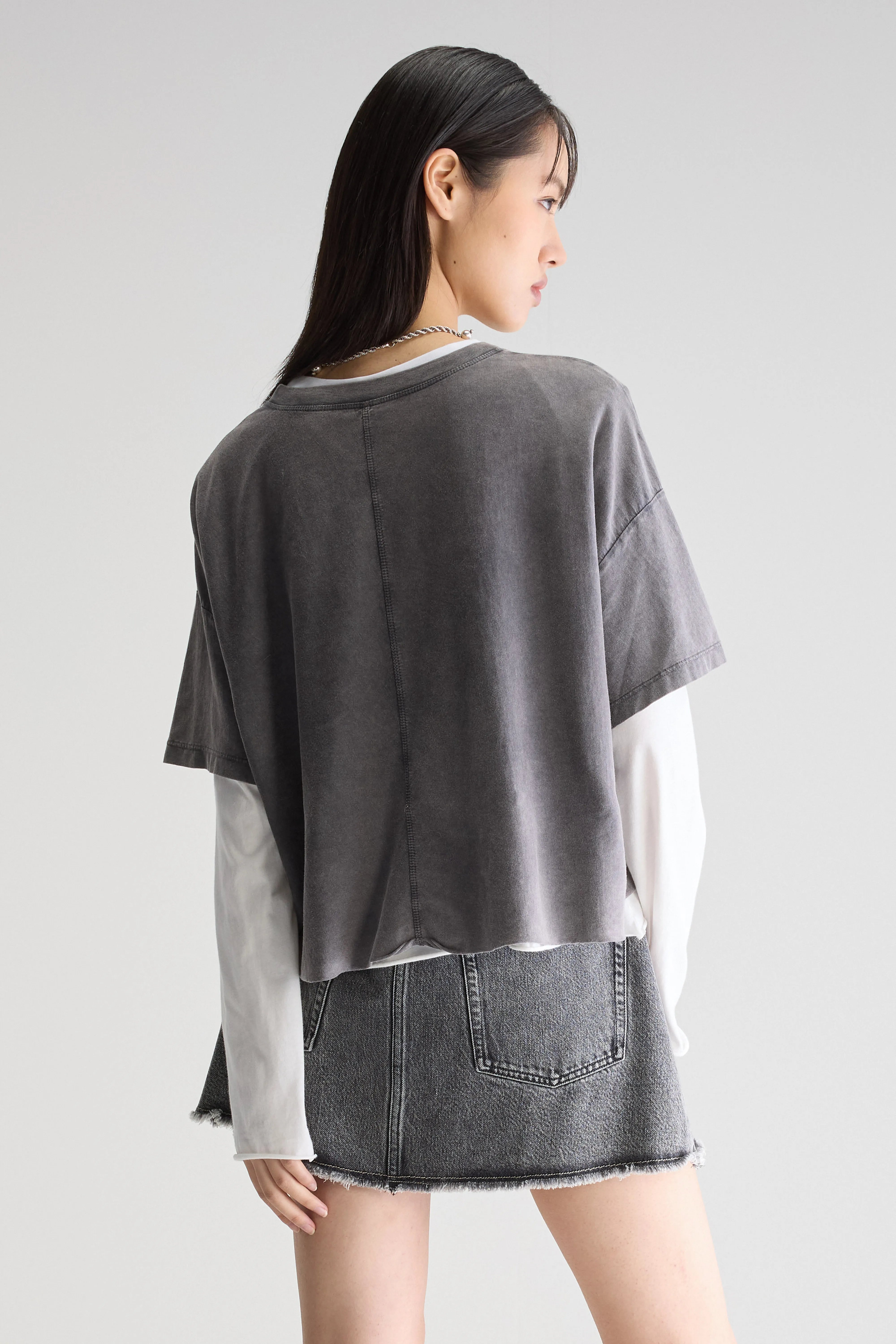 Farpy Cropped T-shirt - Black beauty For Women | Bellerose