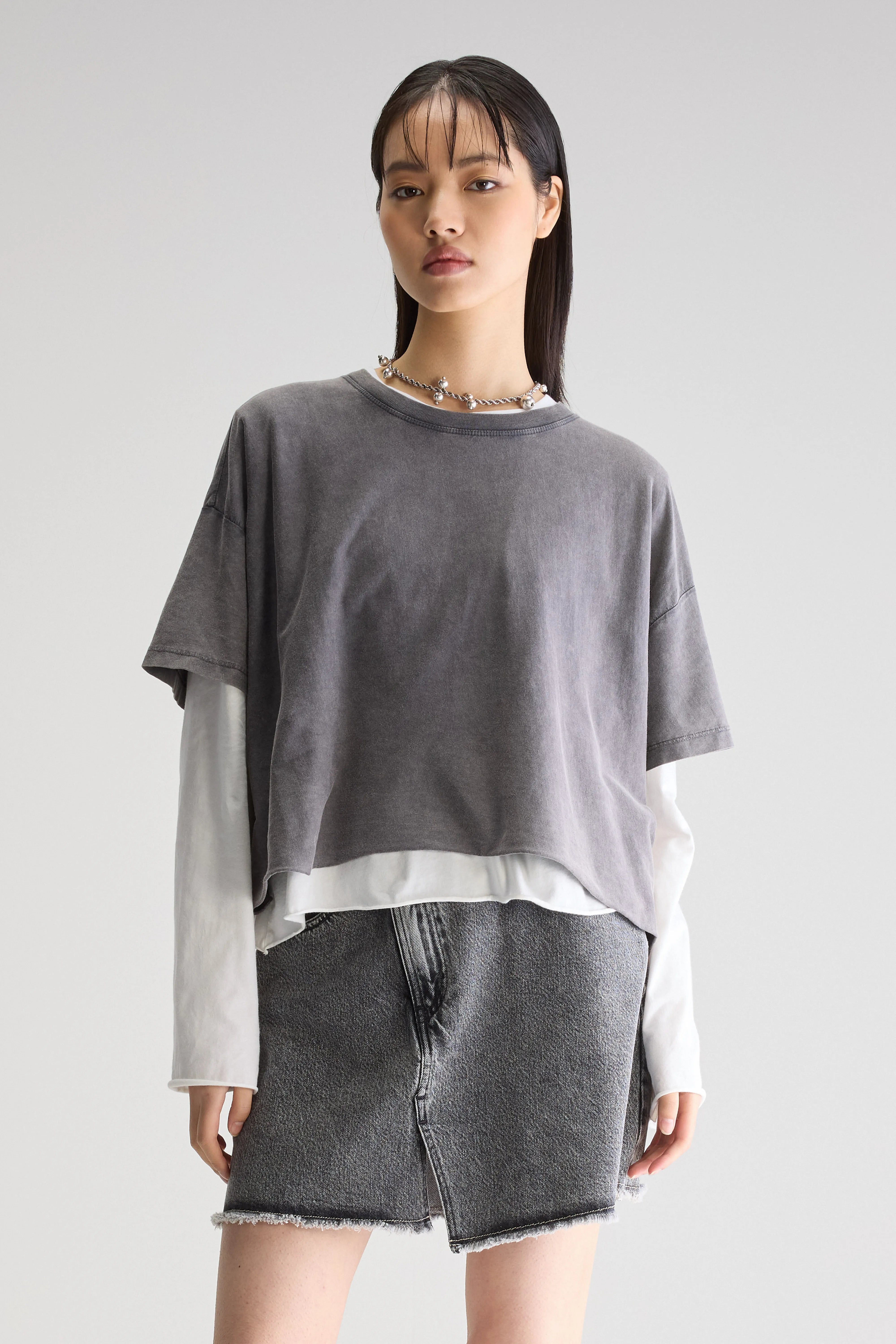 Farpy Cropped T-shirt - Black beauty For Women | Bellerose