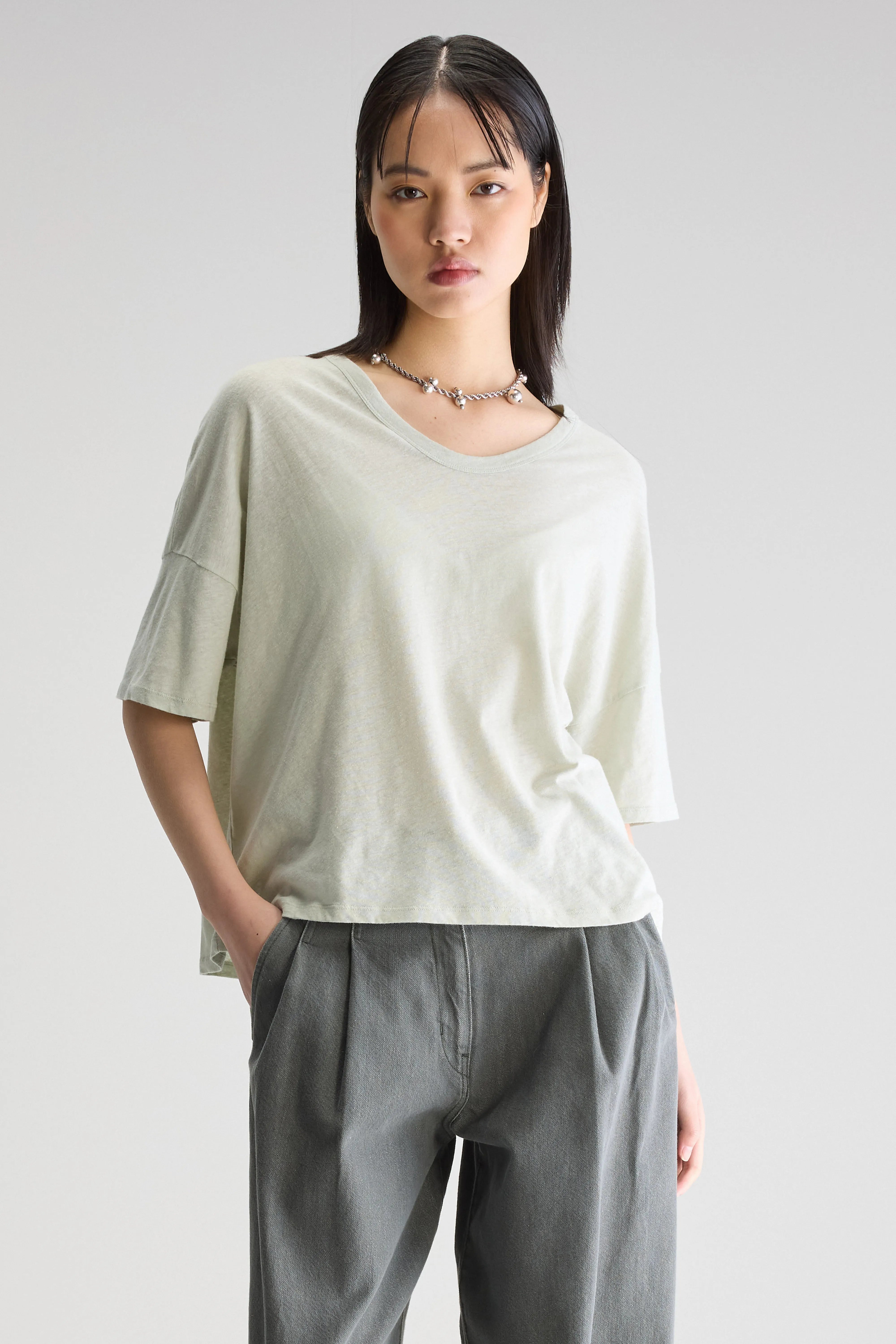 Vurdes T-shirt Met Korte Mouwen - Desert sage Voor Dames | Bellerose