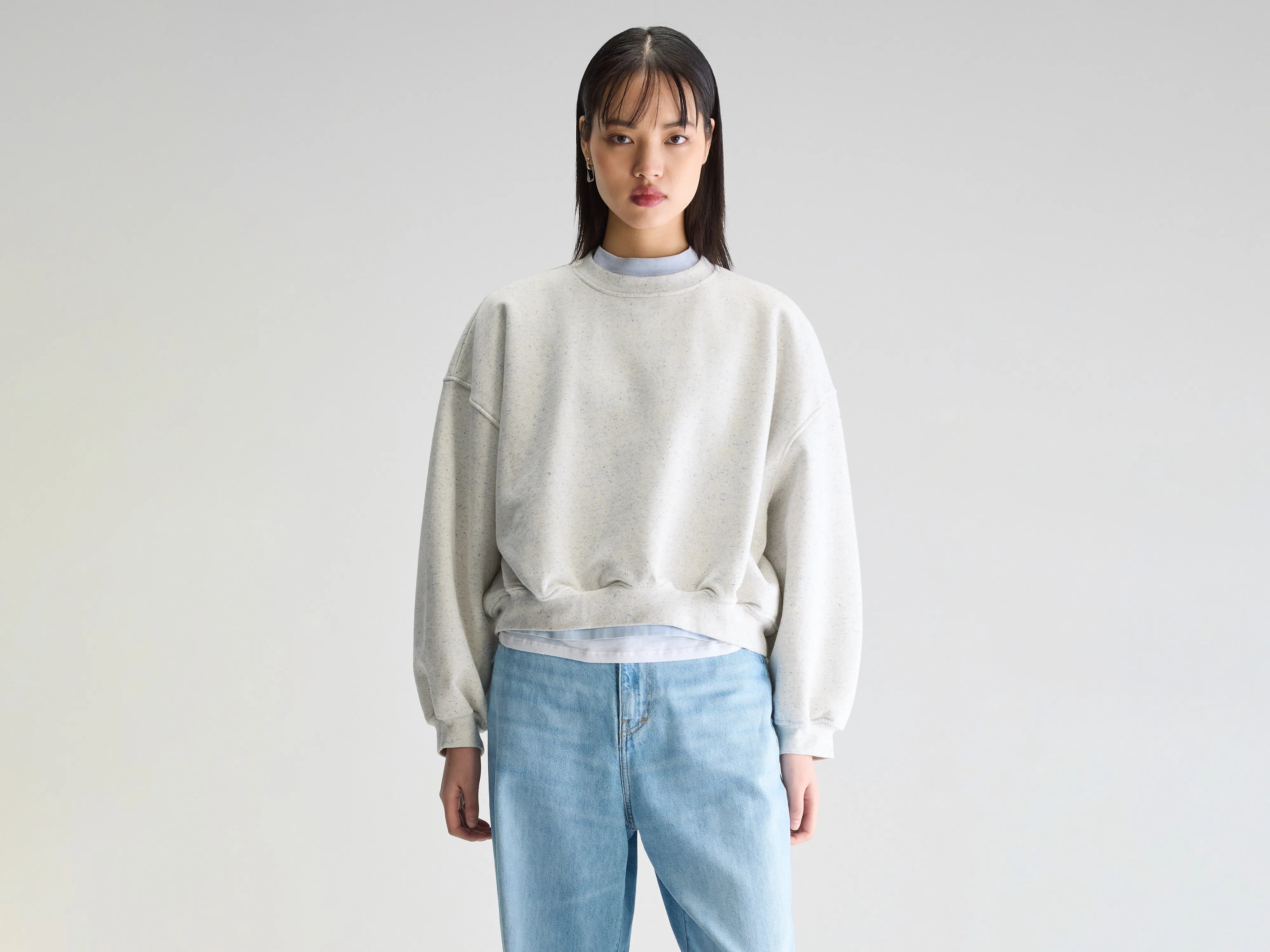 Fancy Cropped Ronde Hals Sweatshirt - Chalk Voor Dames | Bellerose