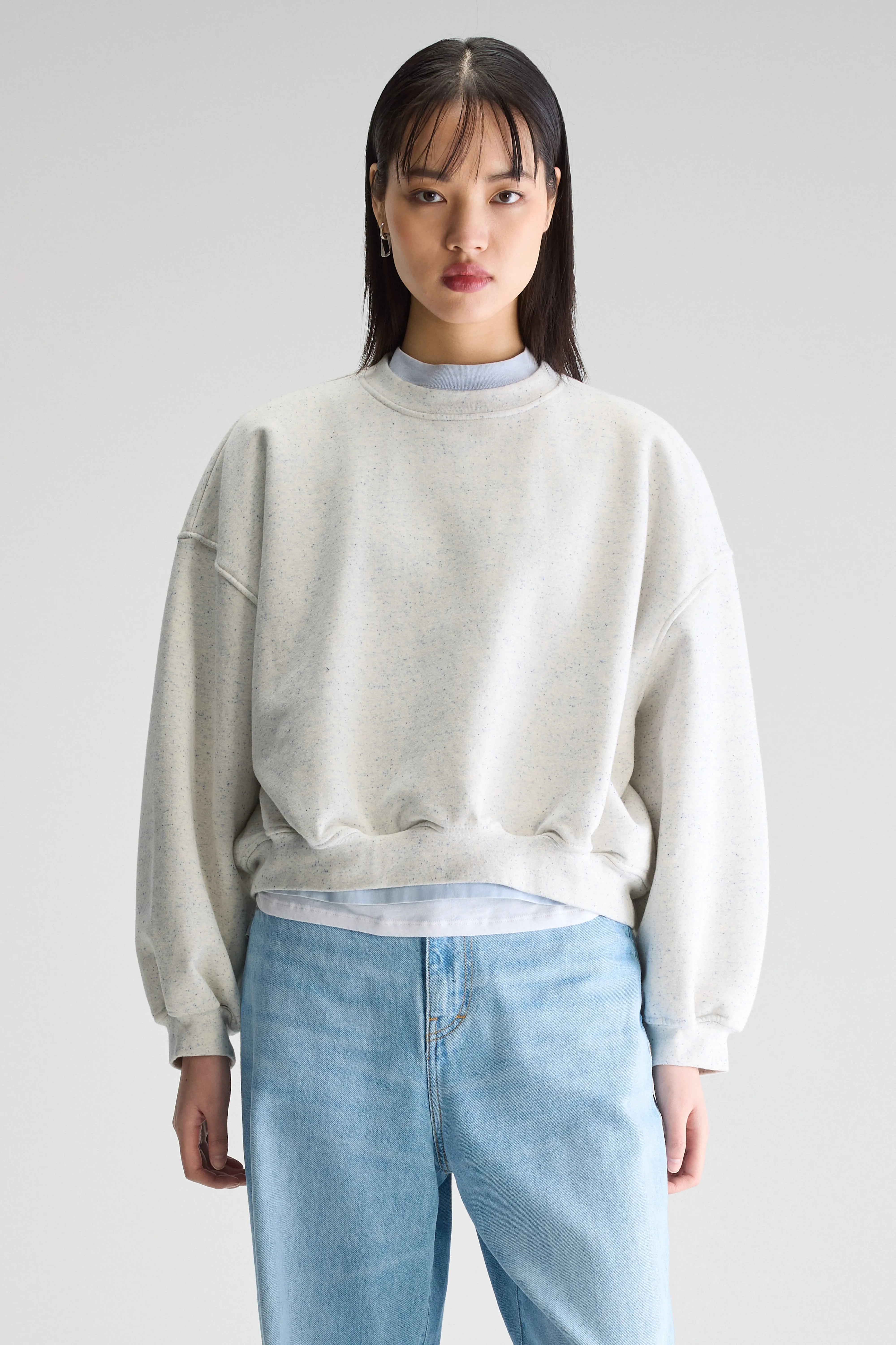 Fancy Cropped Ronde Hals Sweatshirt - Chalk Voor Dames | Bellerose