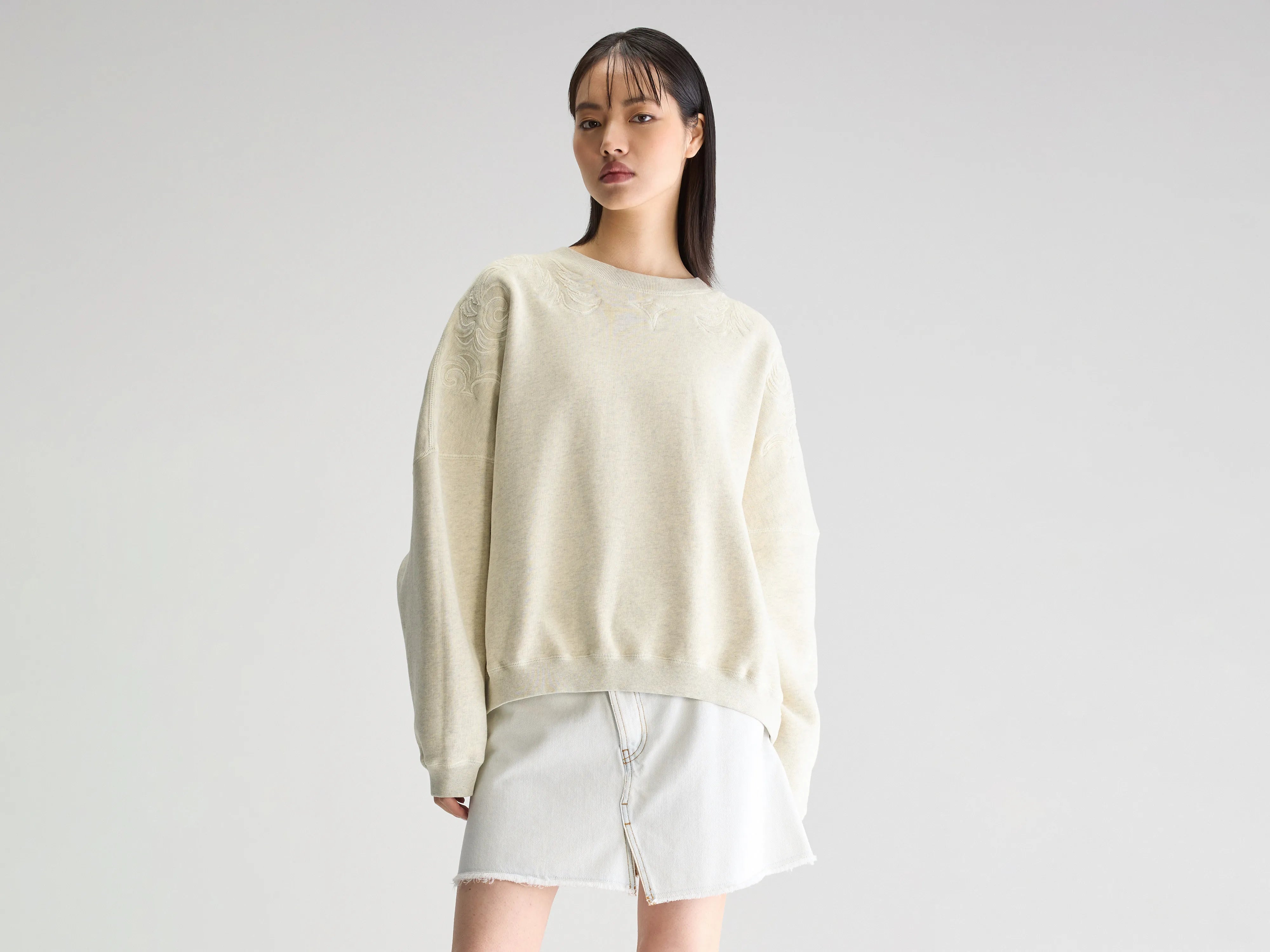 Sweatshirt Col Rond Flipo - Chalk Pour Femme | Bellerose