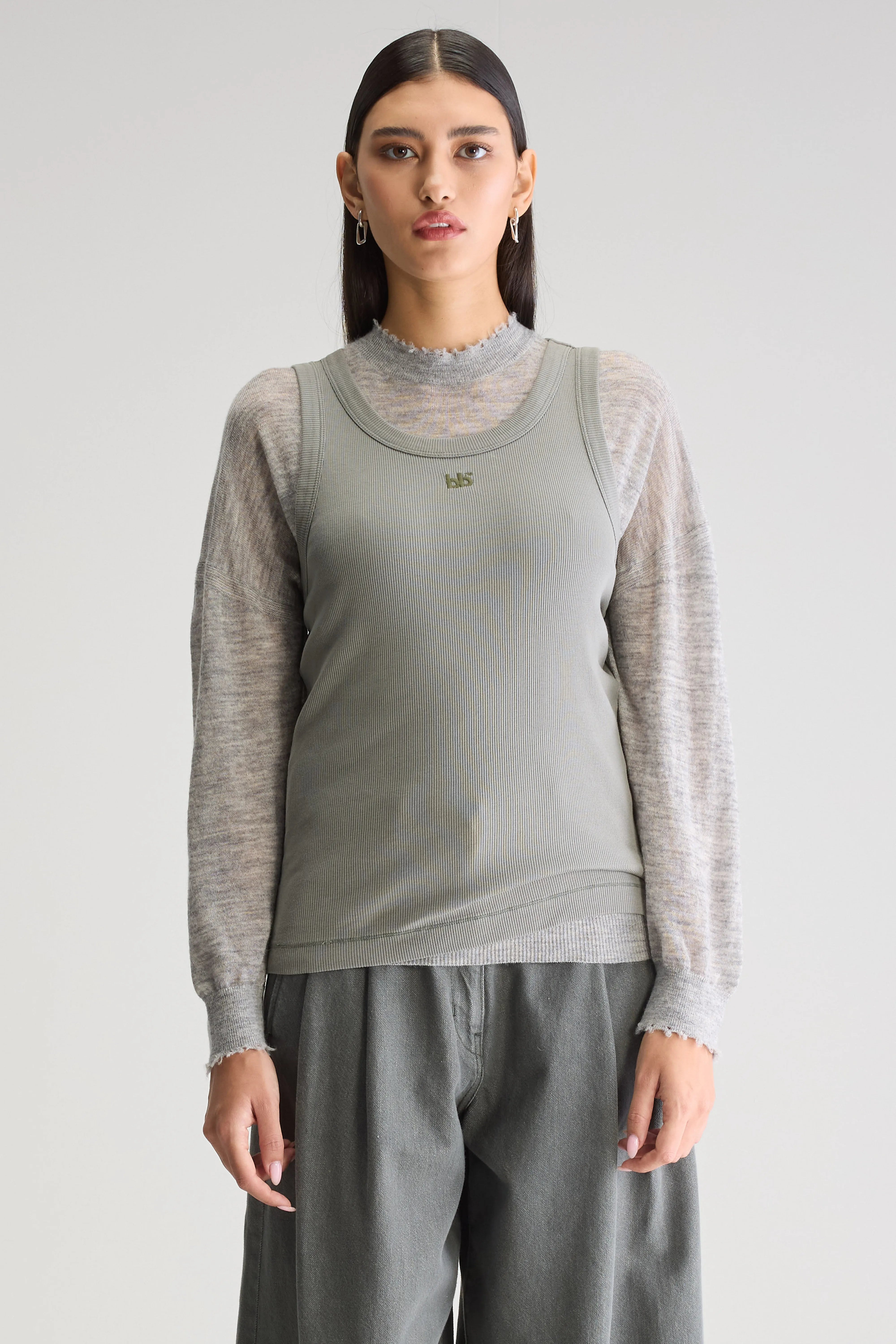 Valdi Slim Tank Top - Dusty olive For Women | Bellerose