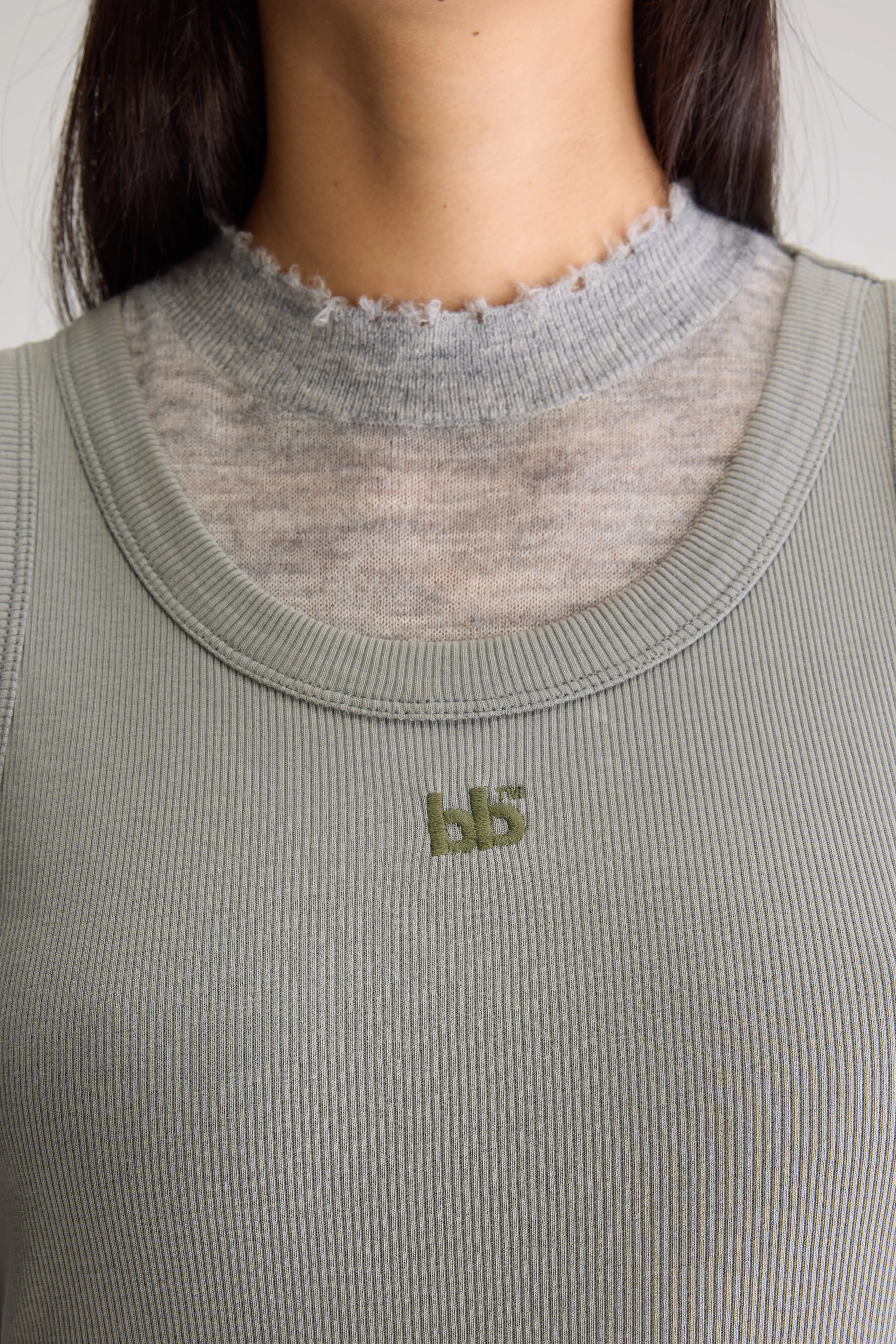 Valdi Slim Tank Top - Dusty olive For Women | Bellerose